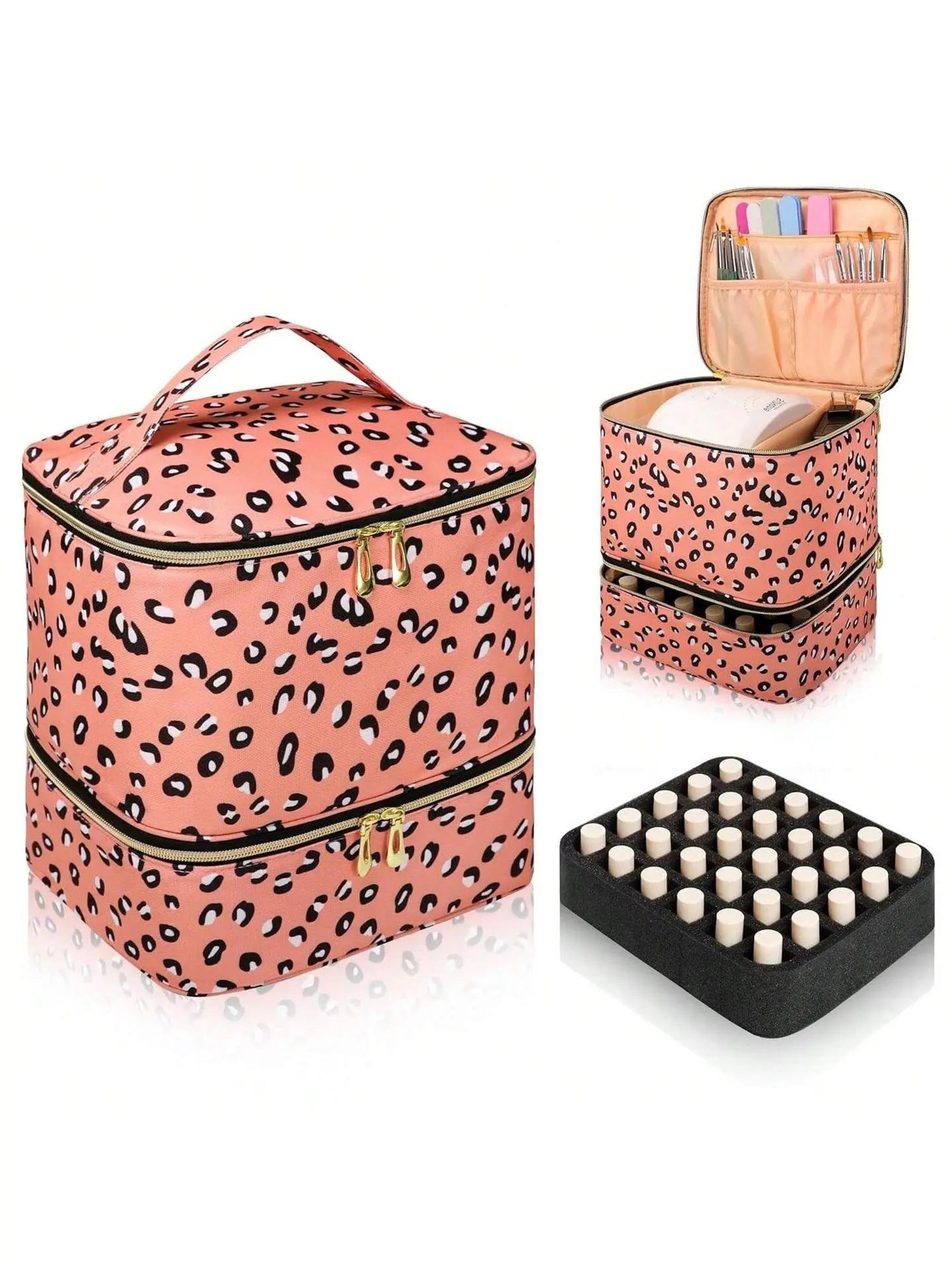 Portable Nail Polish  Cosmetic Organizer Case  30Grid Travel Storage Bag With Handle 10