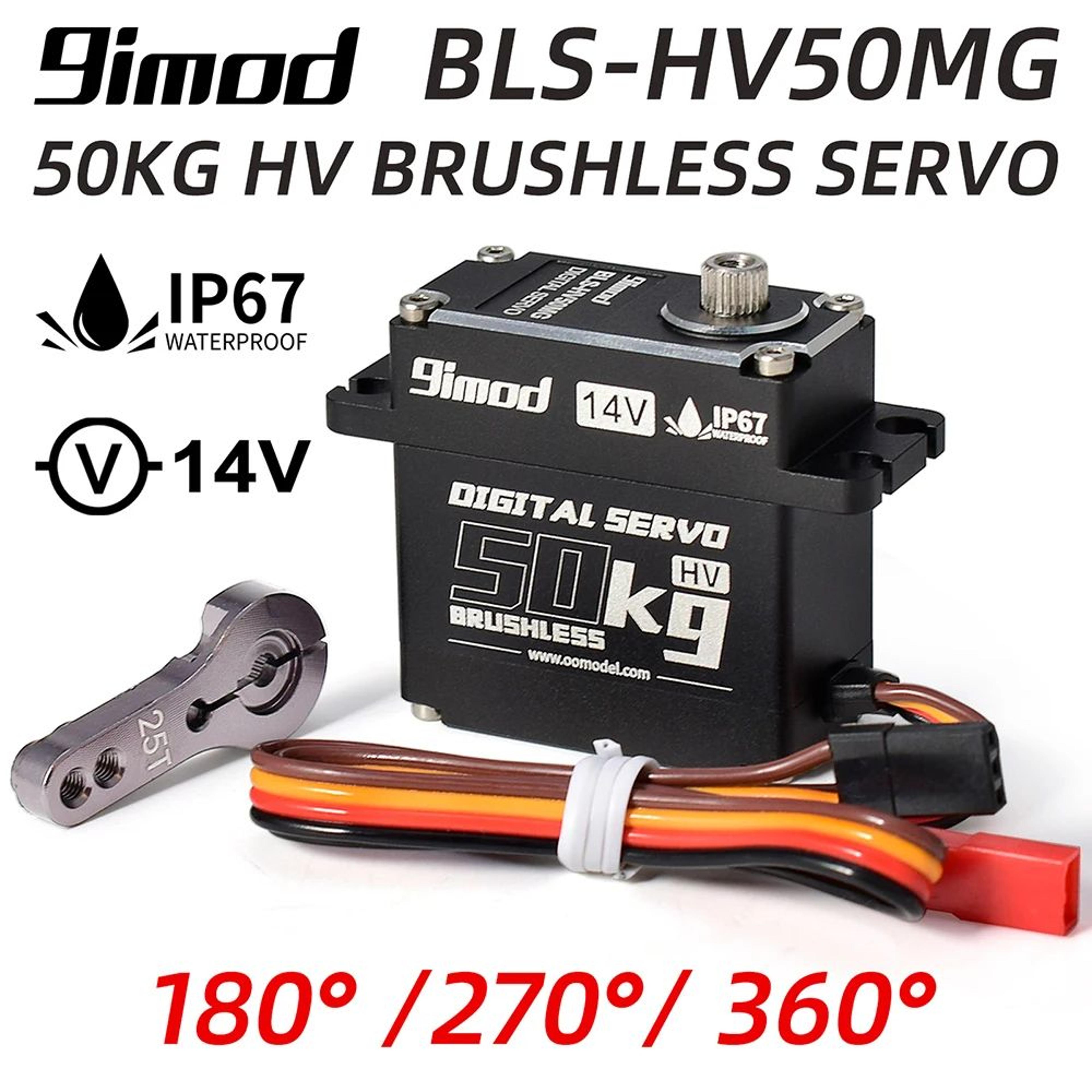 9imod High Torque Brushless Servo 50KG  Waterproof Aluminum Digital Servo With 180270360 Control 14 0