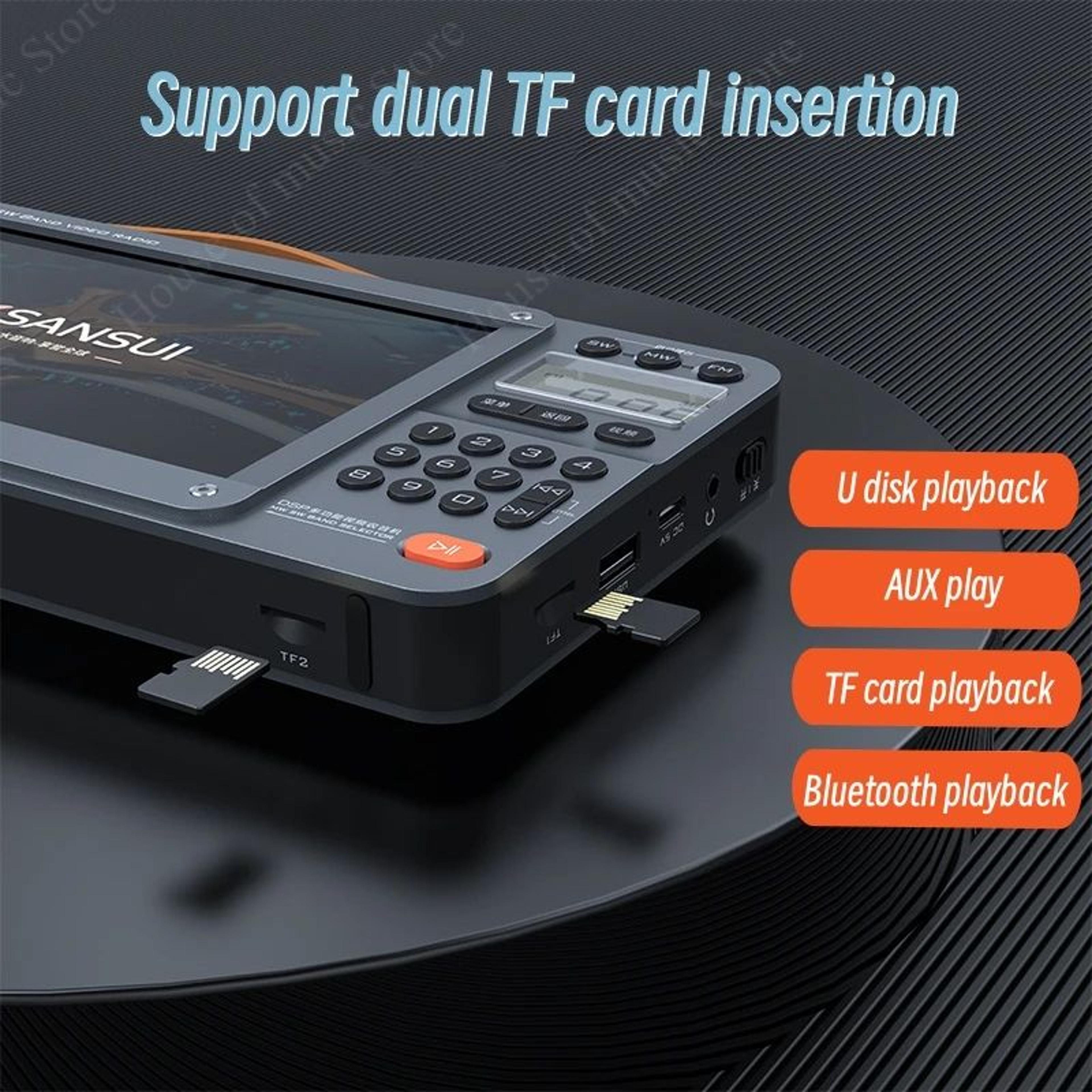 SANSUI AllinOne Portable Multimedia Radio  Bluetooth Speaker With Video Display MP4 Player 3