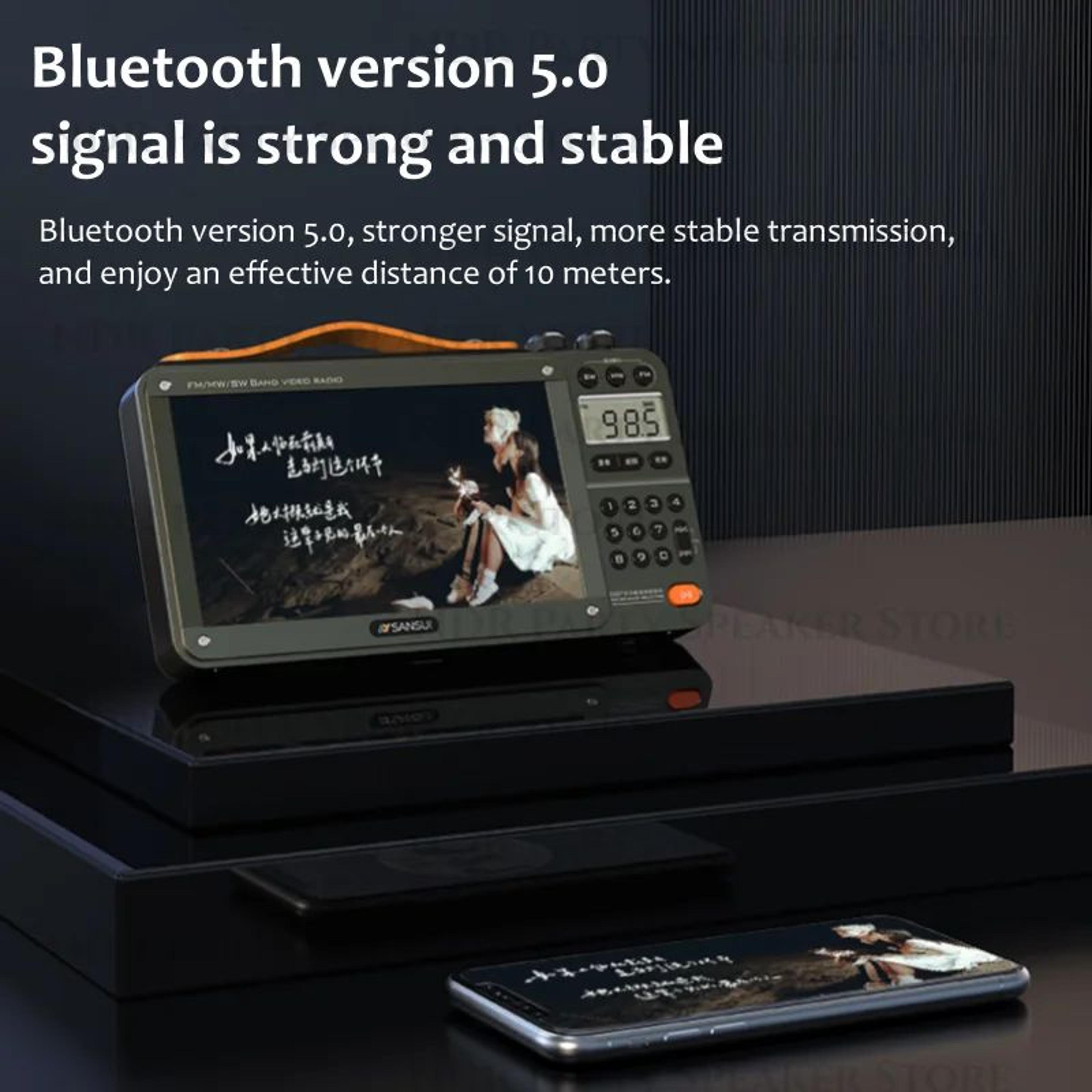 SANSUI AllinOne Portable Multimedia Radio  Bluetooth Speaker With Video Display MP4 Player 4