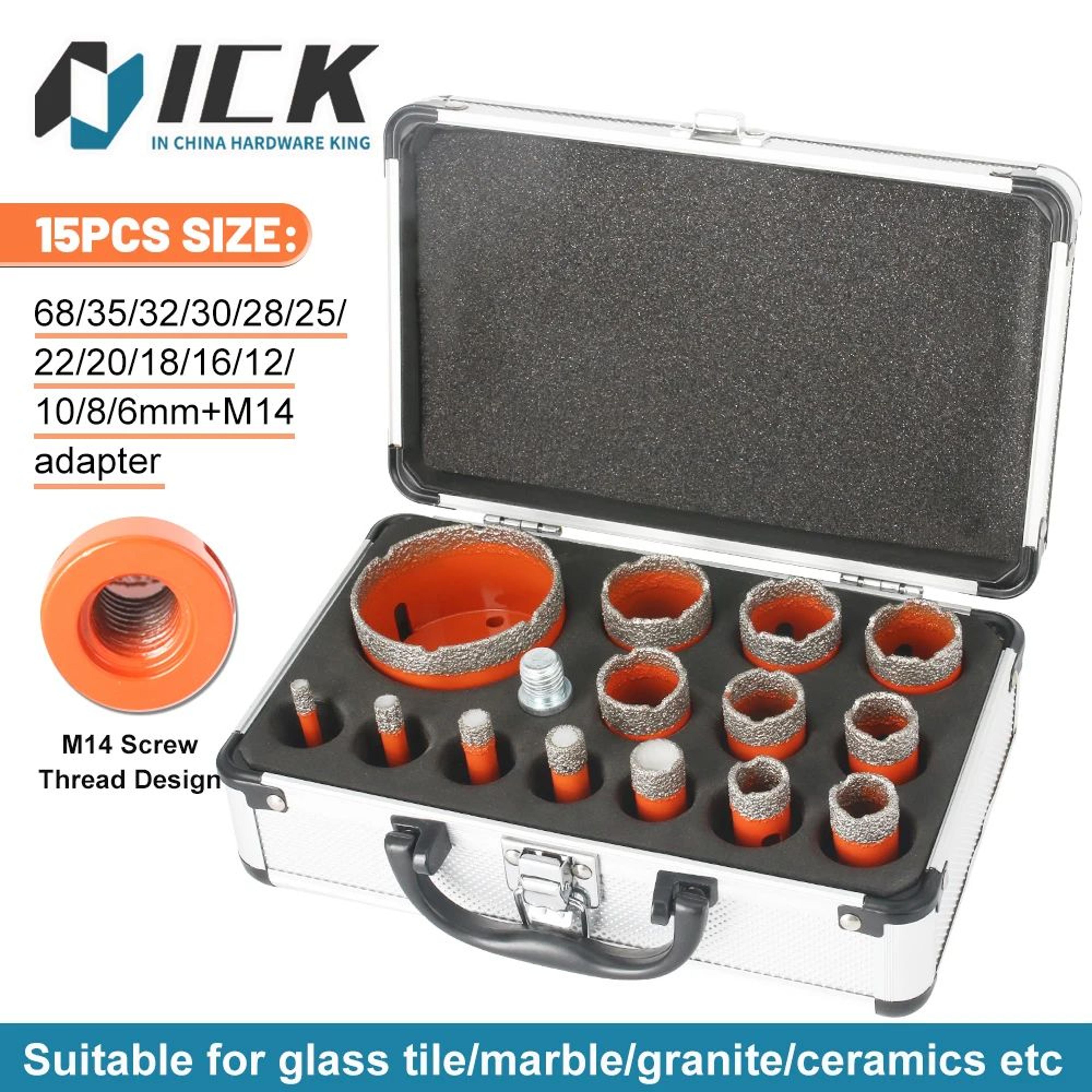 Premium M14 Dry Diamond Core Drill Bit Set  15Piece Professional Hole Saw Kit 0