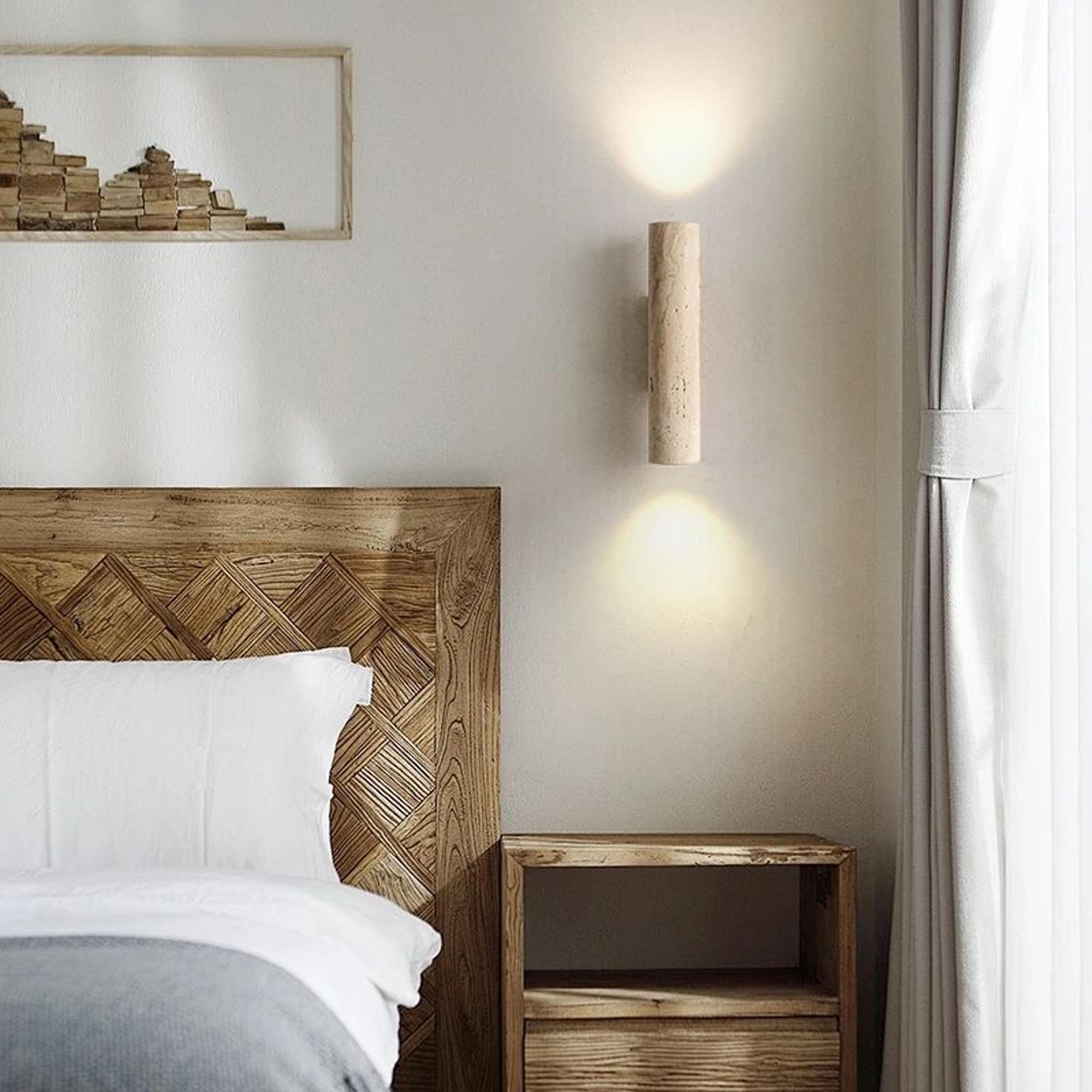 Natural Elegance Travertine  Wood LED Wall Lamp  Nordic Modern LED Wall Light Travertine Wall Sconc 2