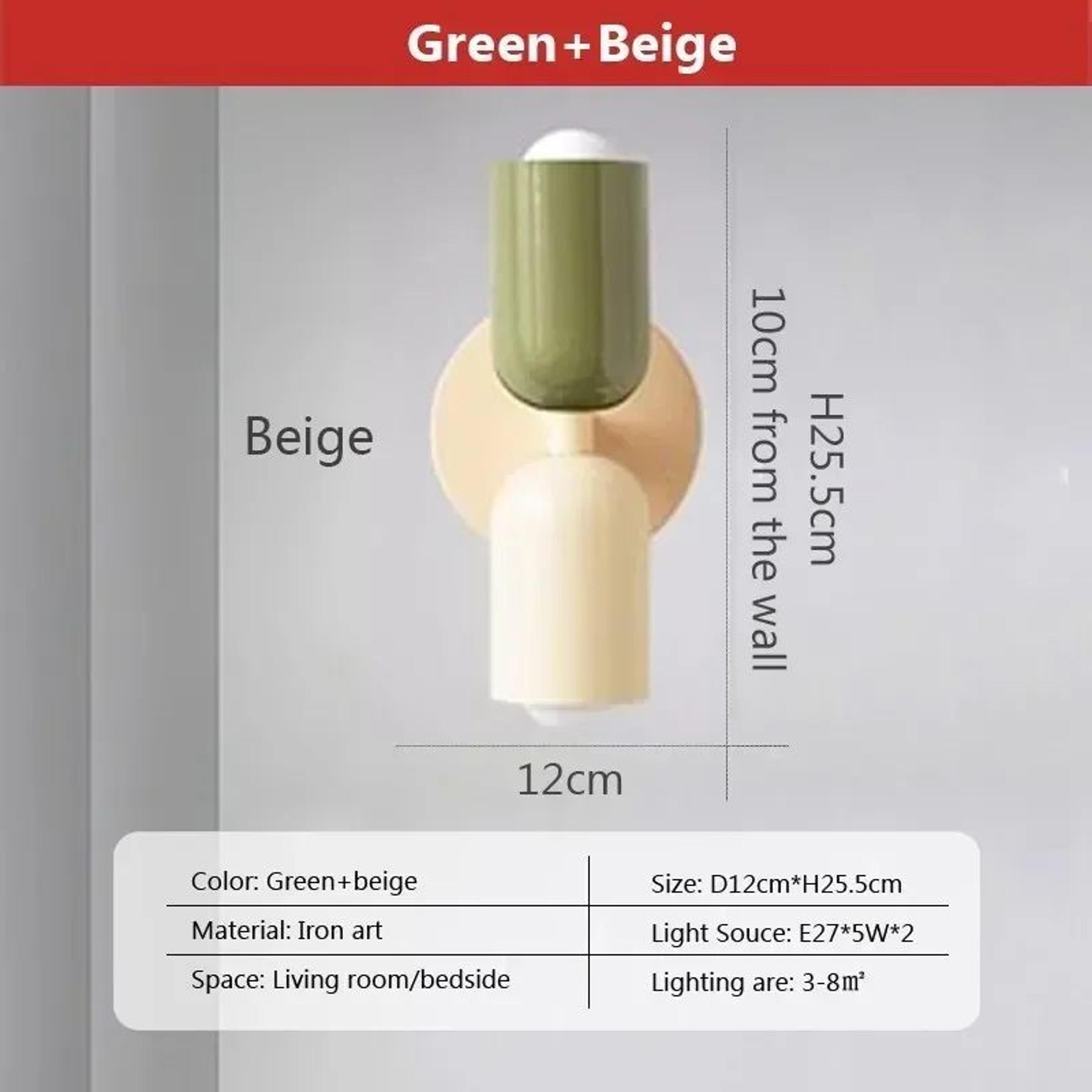 Modern Colorblock Iron Wall Sconce Bedside Lamp  Red  Green Accent Wall Light 8
