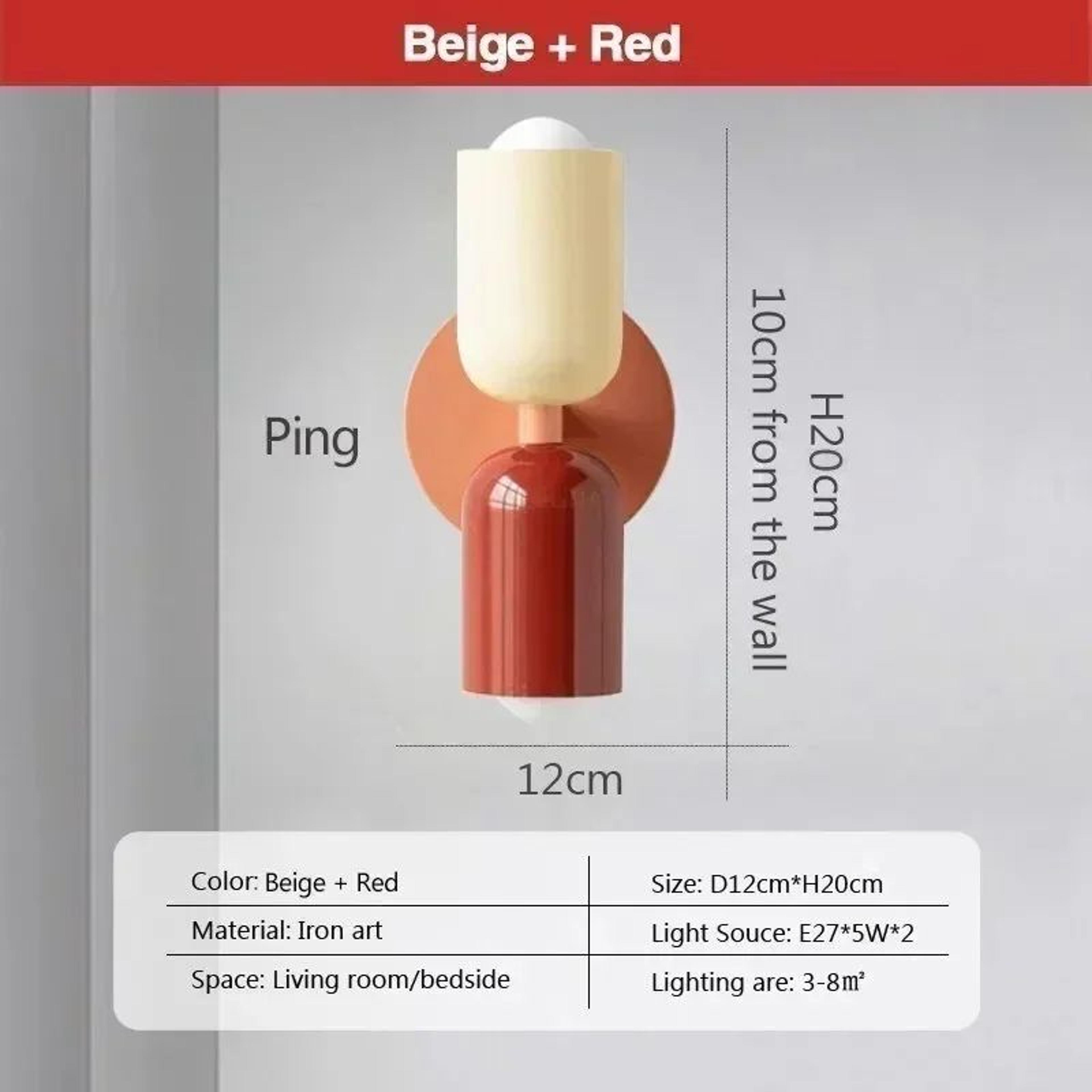 Modern Colorblock Iron Wall Sconce Bedside Lamp  Red  Green Accent Wall Light 11