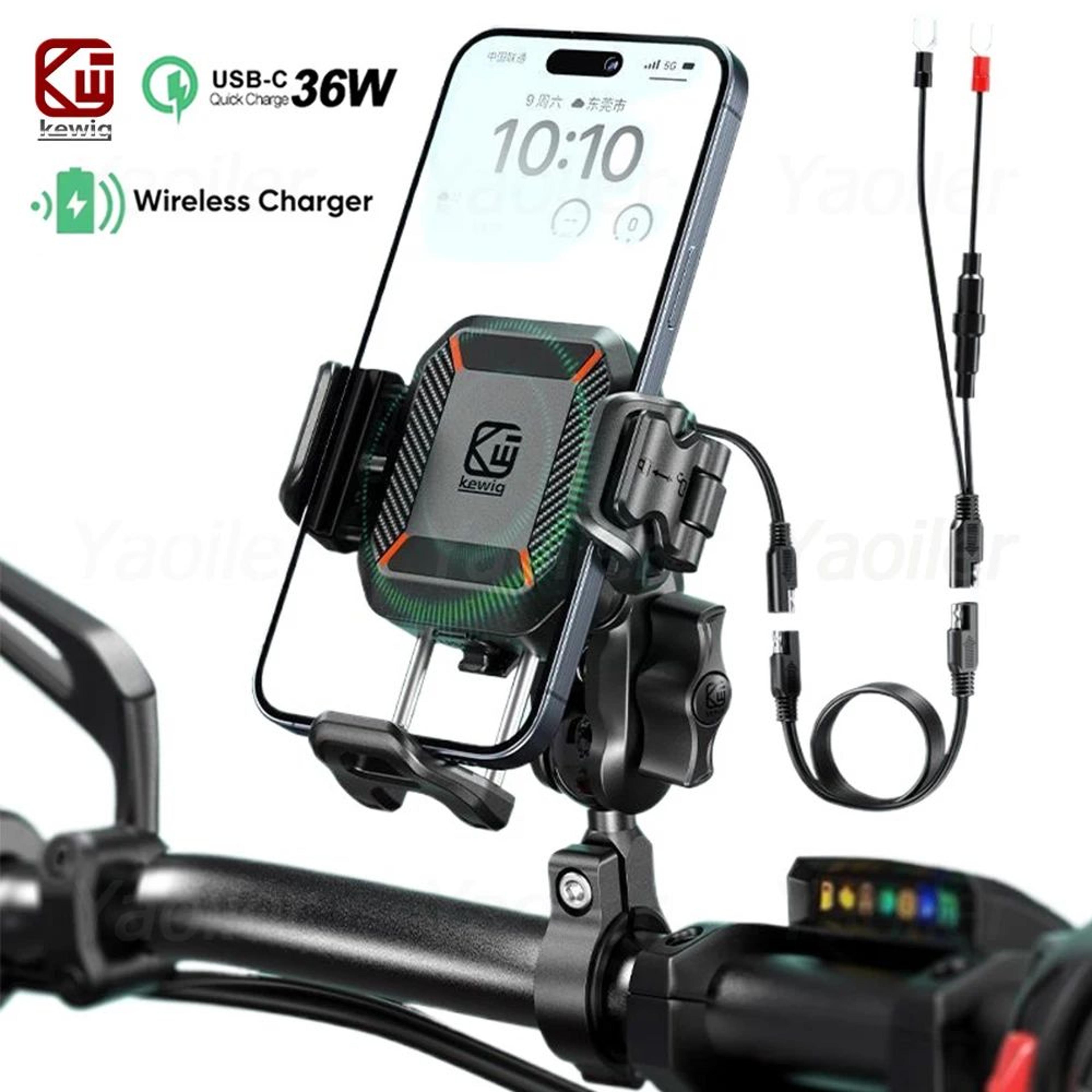 Ultimate RidePro Motorcycle Phone Mount With Wireless Charger Phone Holder 36W USBC Fast Charge  On 0