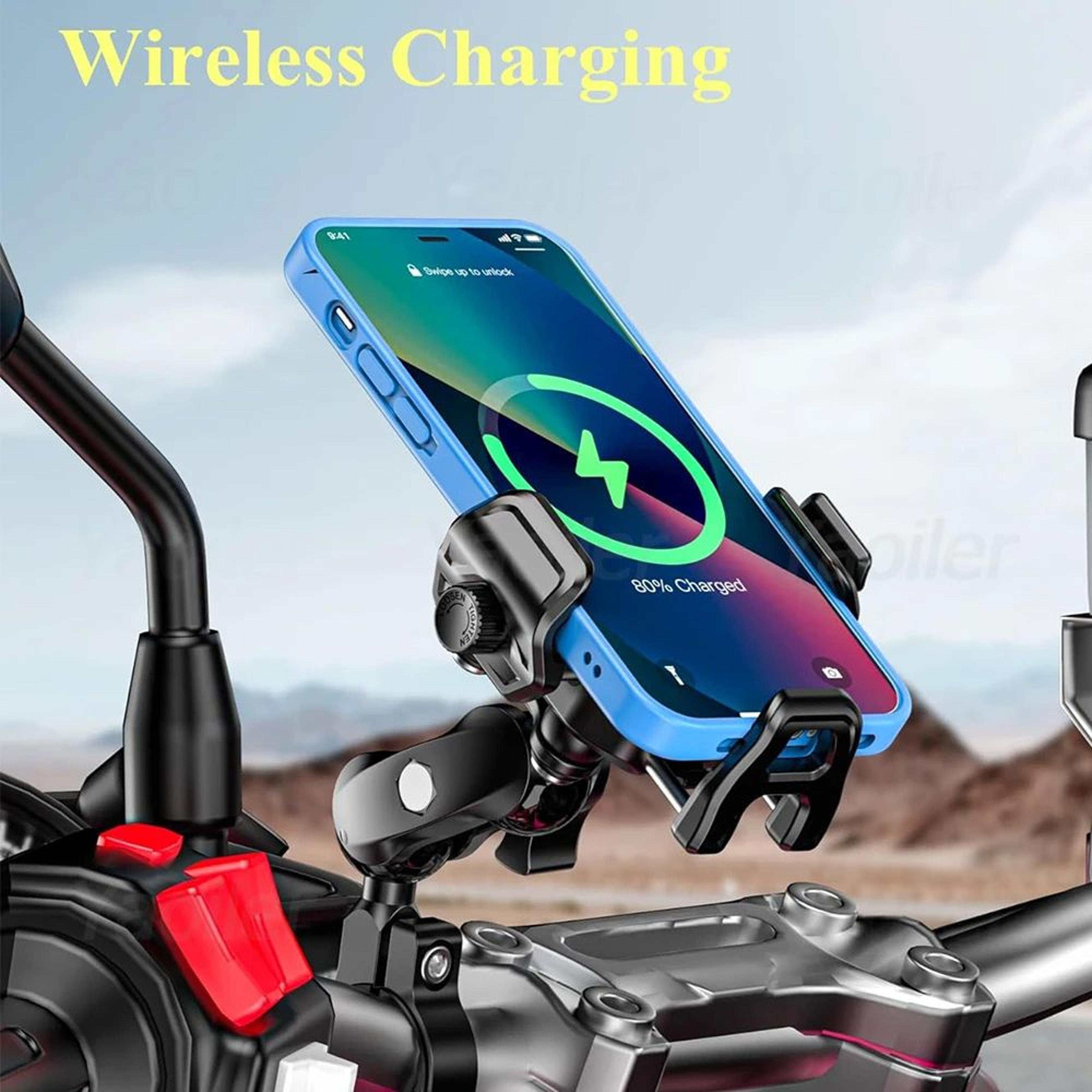 Ultimate RidePro Motorcycle Phone Mount With Wireless Charger Phone Holder 36W USBC Fast Charge  On 5