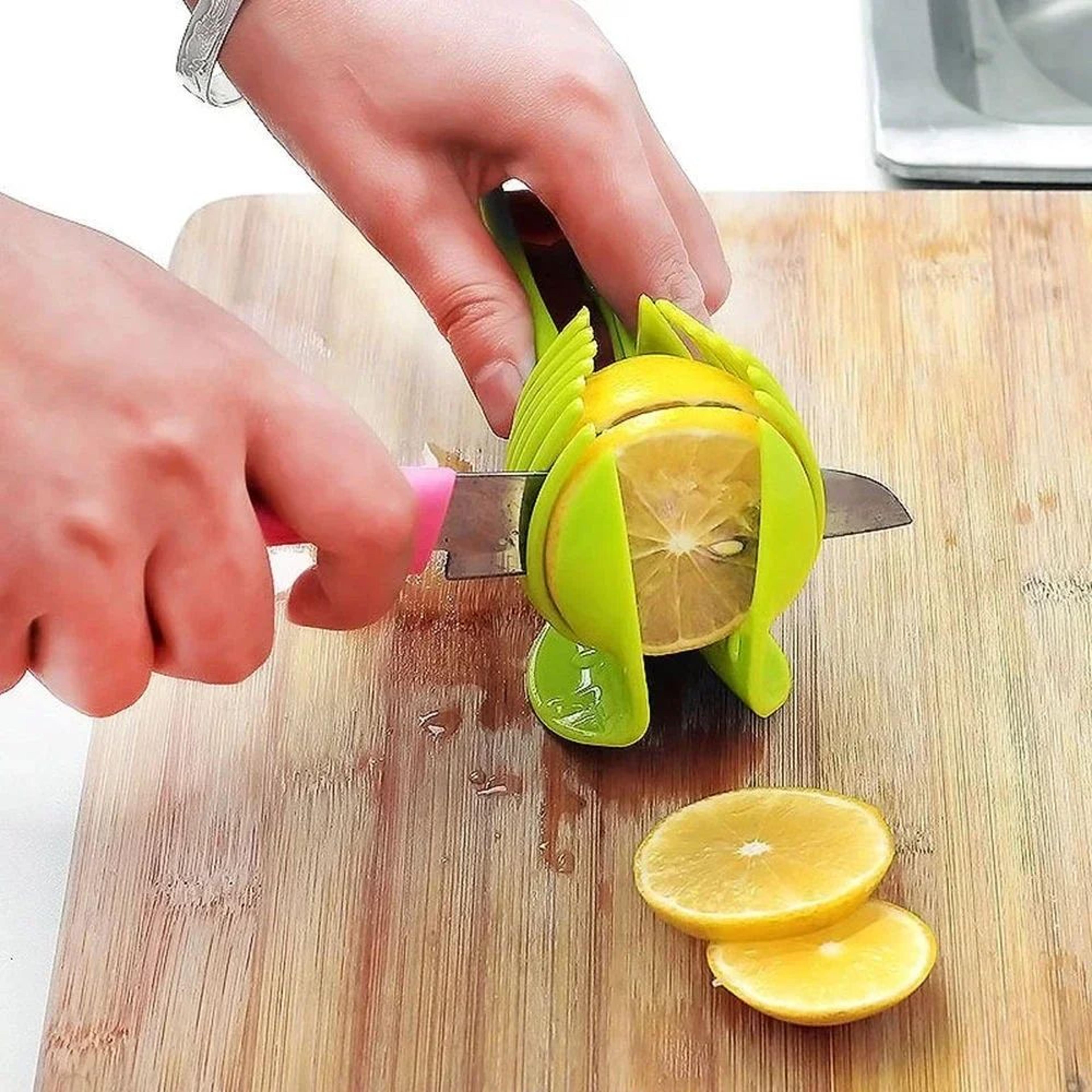 Precision Handheld Lemon  Fruit Slicer Clamp  Safe MultiFunctional Fruit Cutter Kitchen Gadget 2