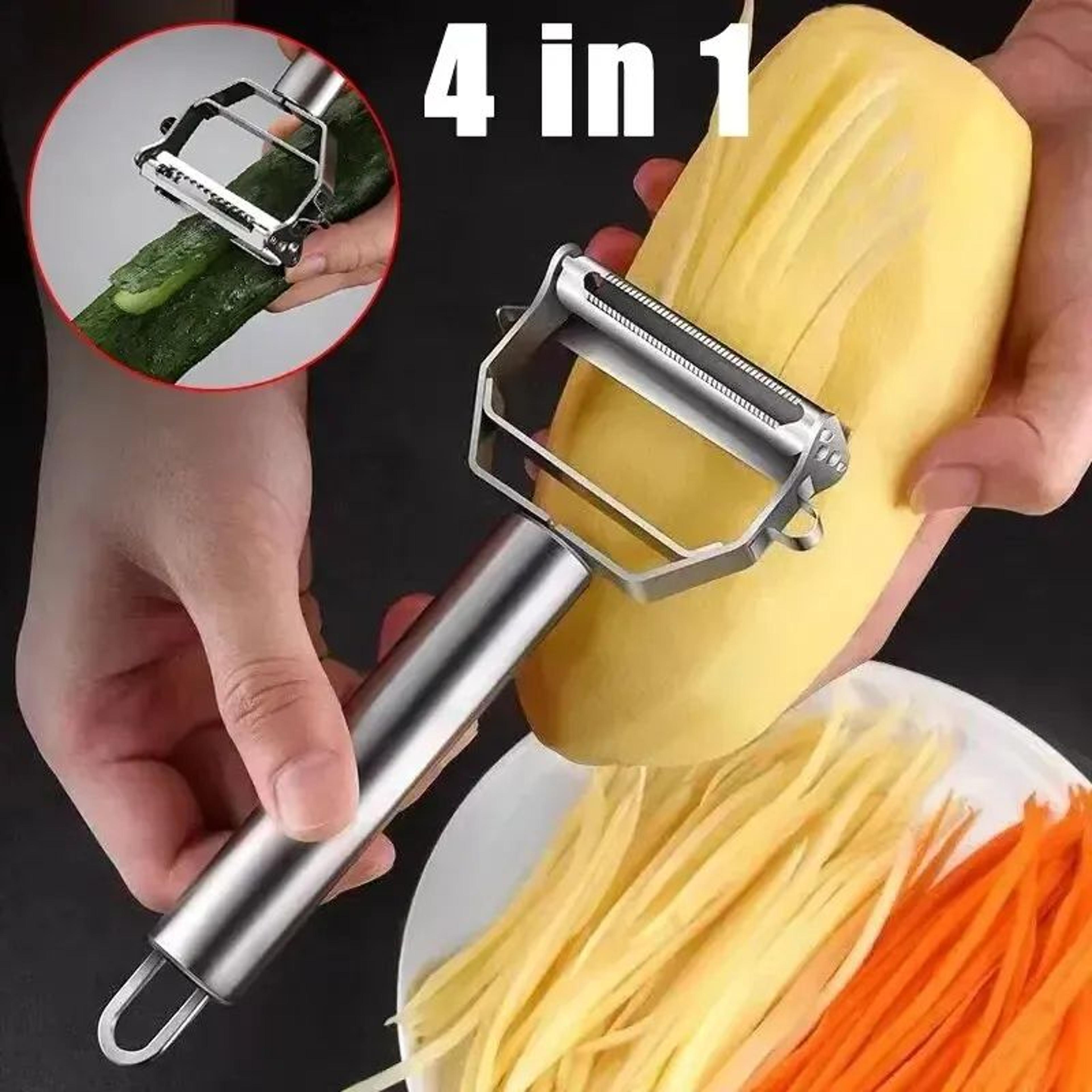 4-in-1 stainless steel vegetable peeler & julienne grater slicer tool
