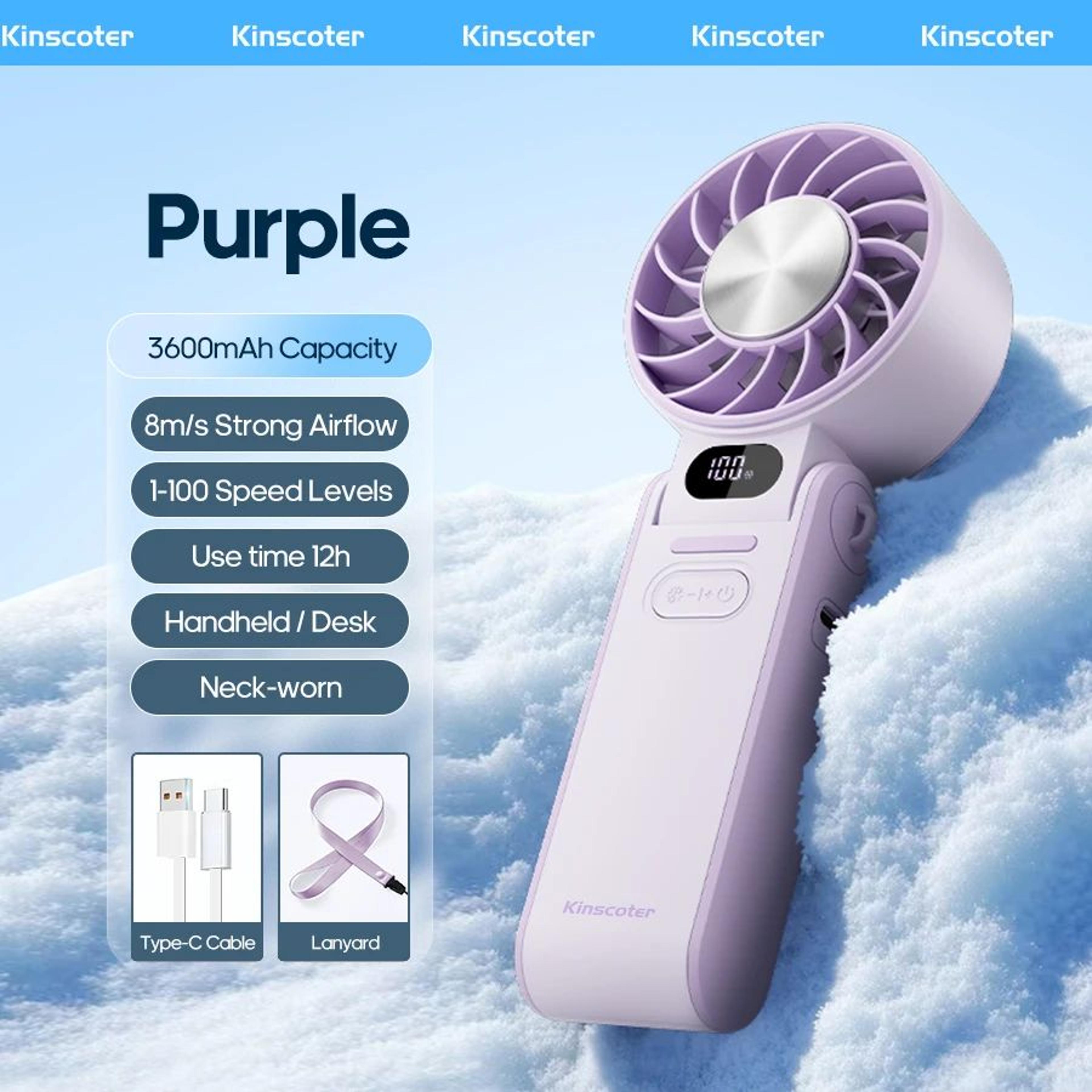 TurboCool Pro Rechargeable Portable Handheld Fan  3600 MAh 100Speed Foldable Mini Cooling Fan 10