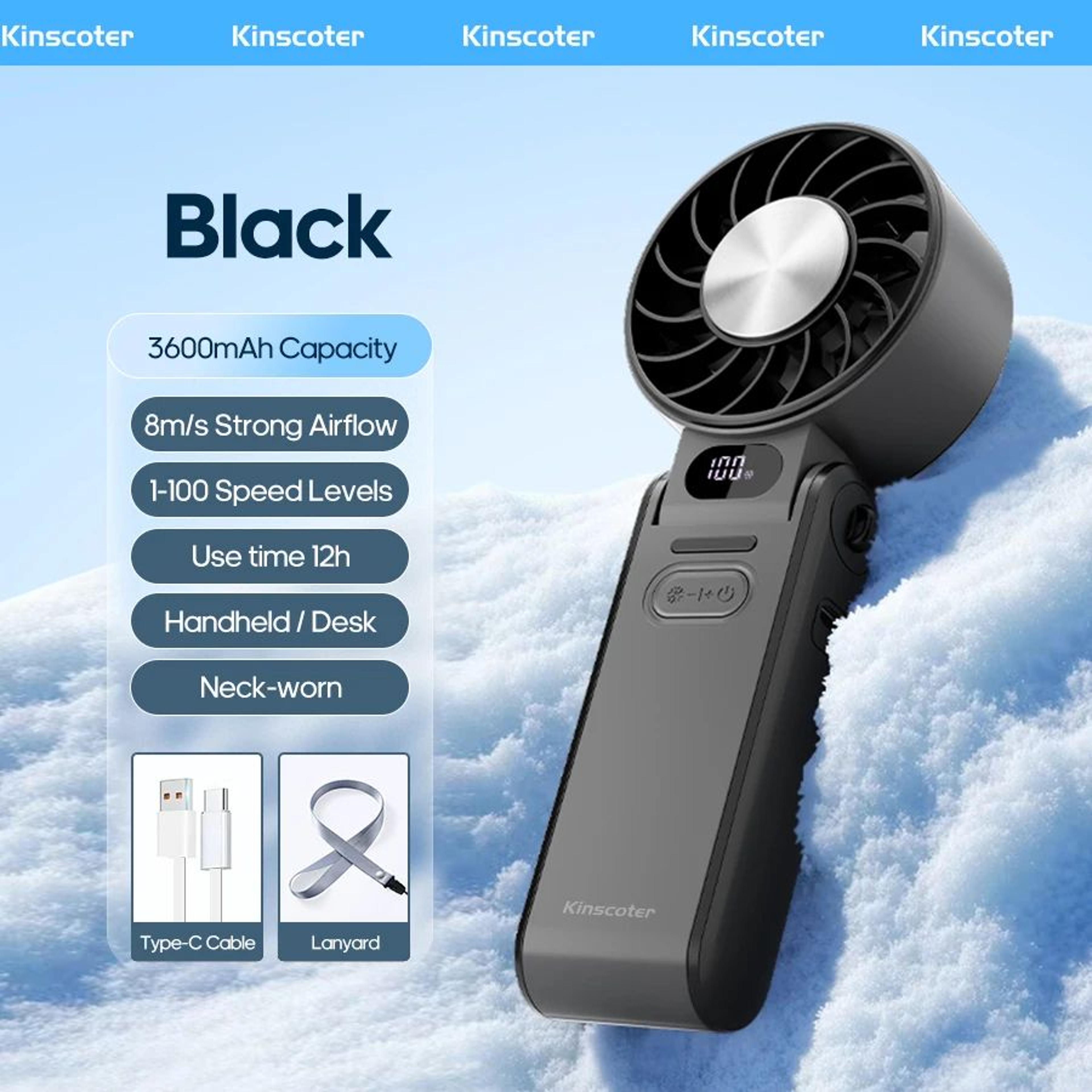 TurboCool Pro Rechargeable Portable Handheld Fan  3600 MAh 100Speed Foldable Mini Cooling Fan 13