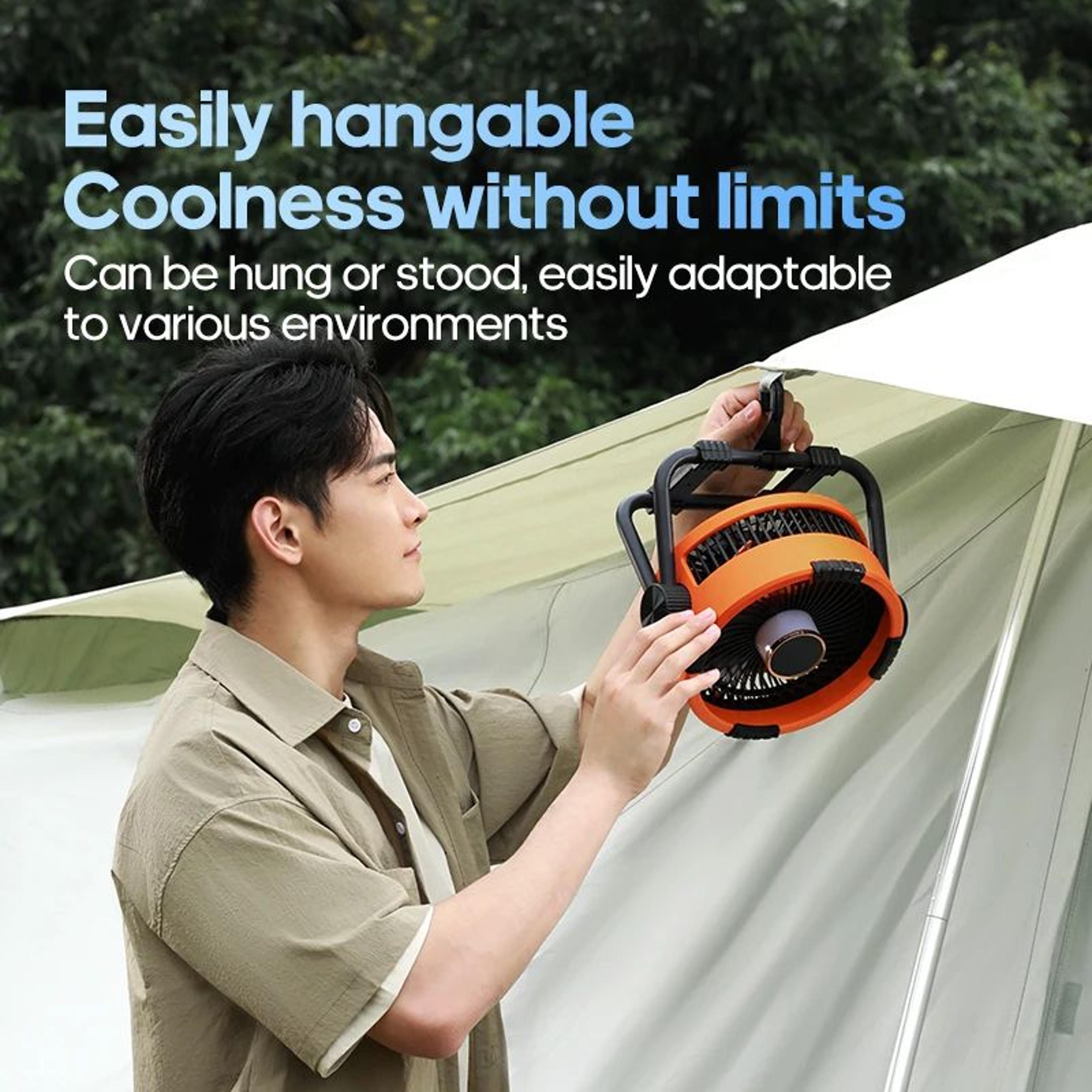 UltraCool 6in1 Portable Camping Fan  Rechargeable Outdoor Air Circulator With LED Light  Power Bank 5