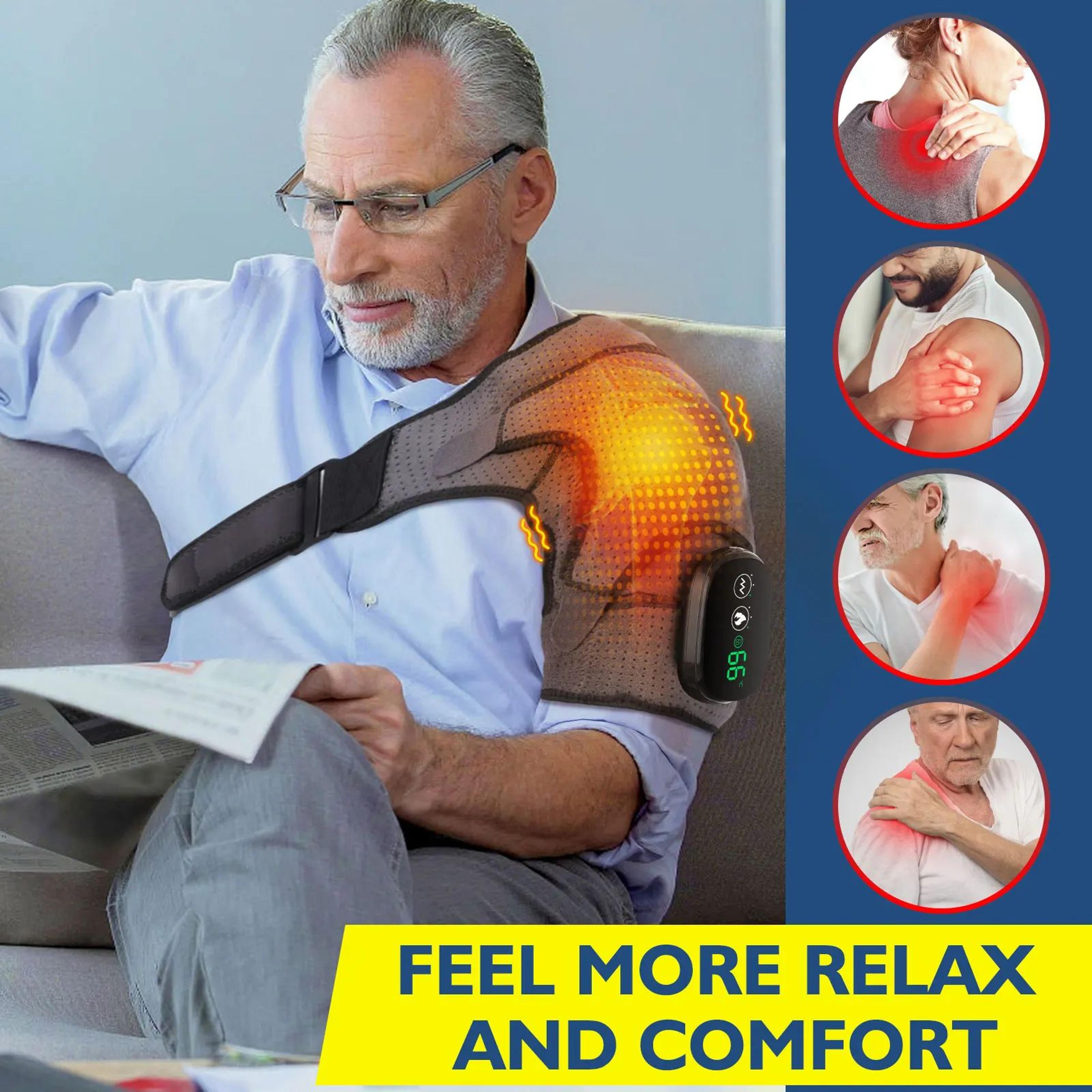 Advanced Heated Shoulder Pain Relief Brace With LED Display  Vibration Massage Support 2