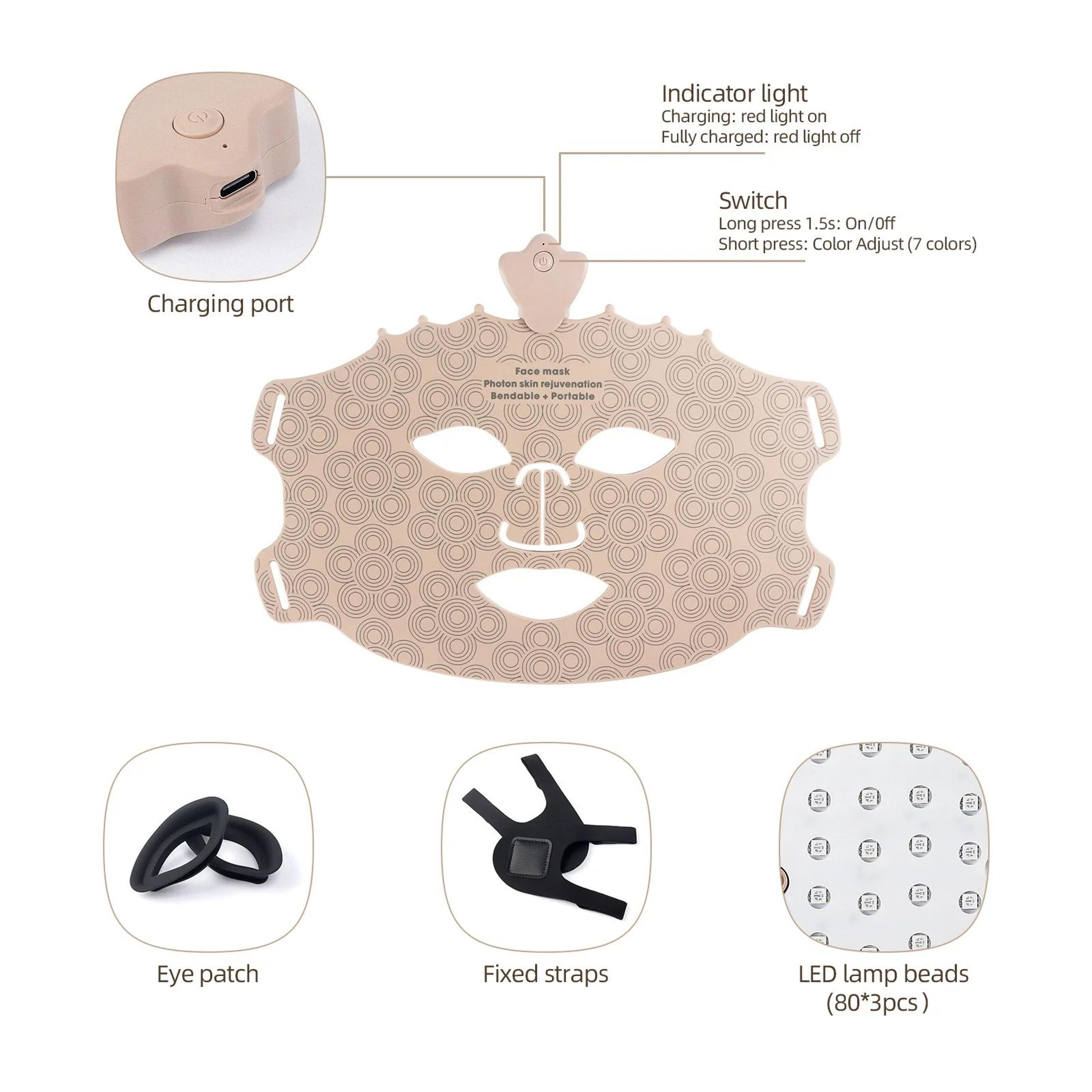 Advanced 7Color LED Face Mask For Red Light Therapy Mask  Acne Treatment  Silicone AntiAging Skin R 5