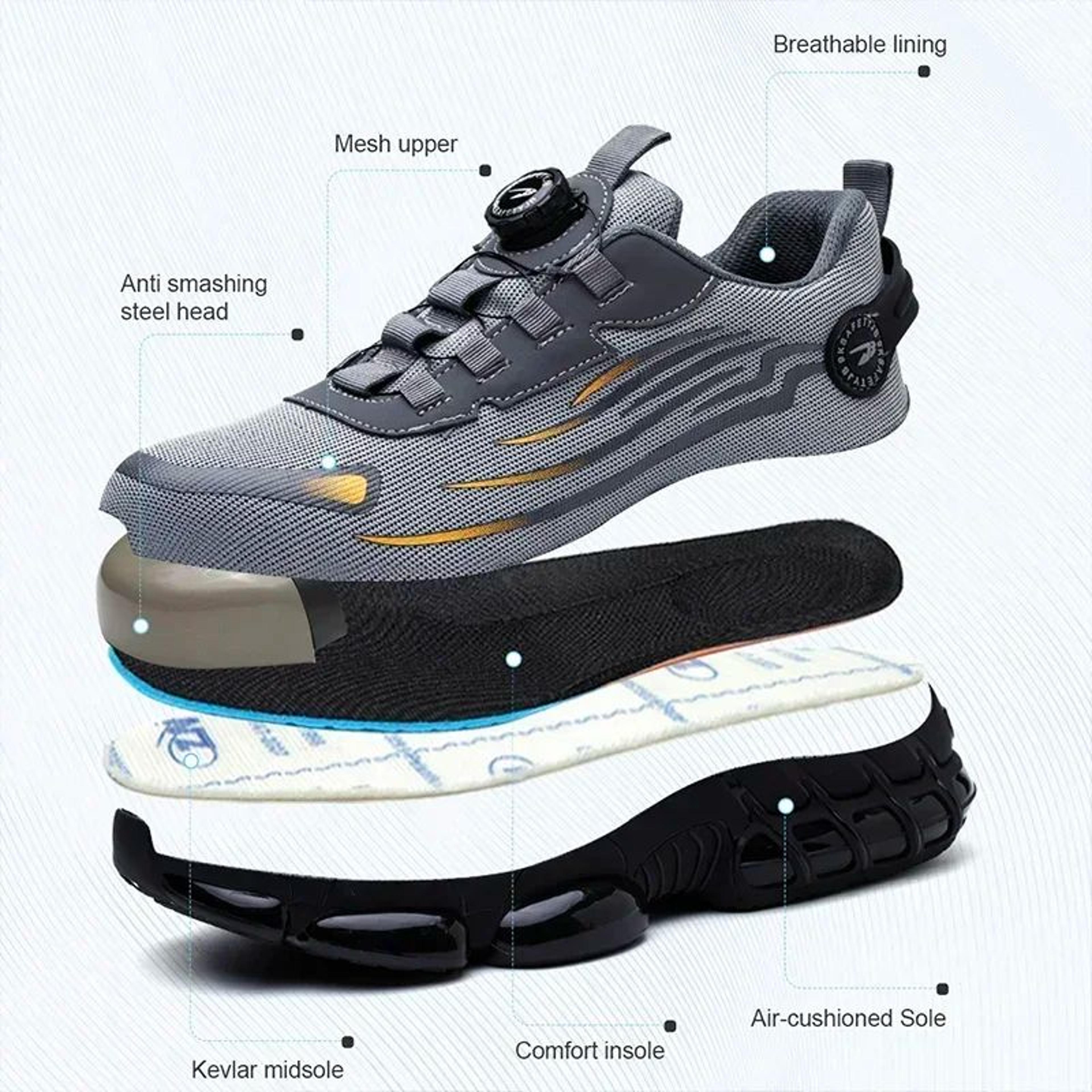 Mens HeavyDuty Safety Work Shoes  Safety Work Shoes With AntiSmash Steel Toe  AntiPuncture Work Boo 3