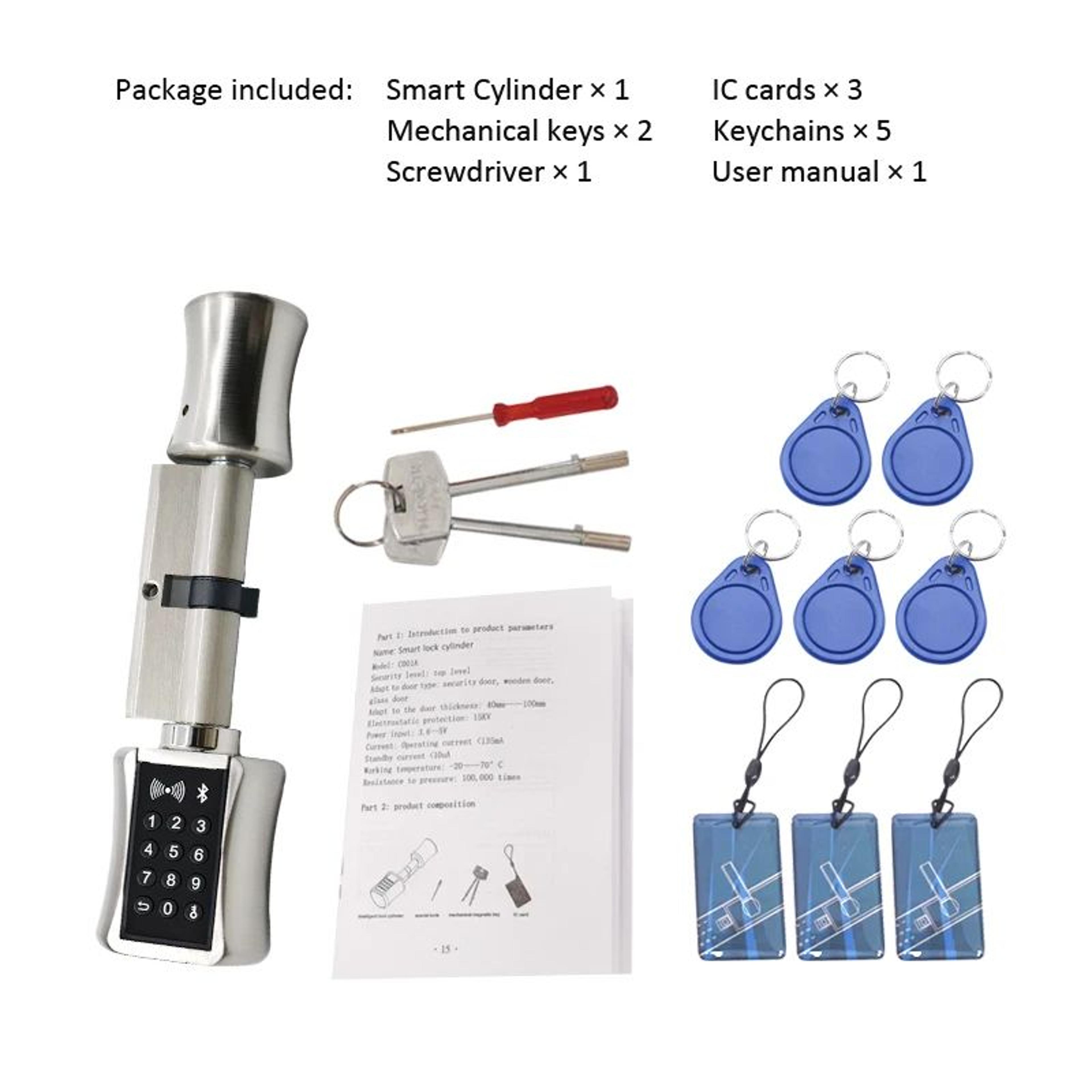 Bluetooth WiFi Smart Lock Cylinder  APP Controlled Keyless Entry Security Lock With RFID  Keypad 1