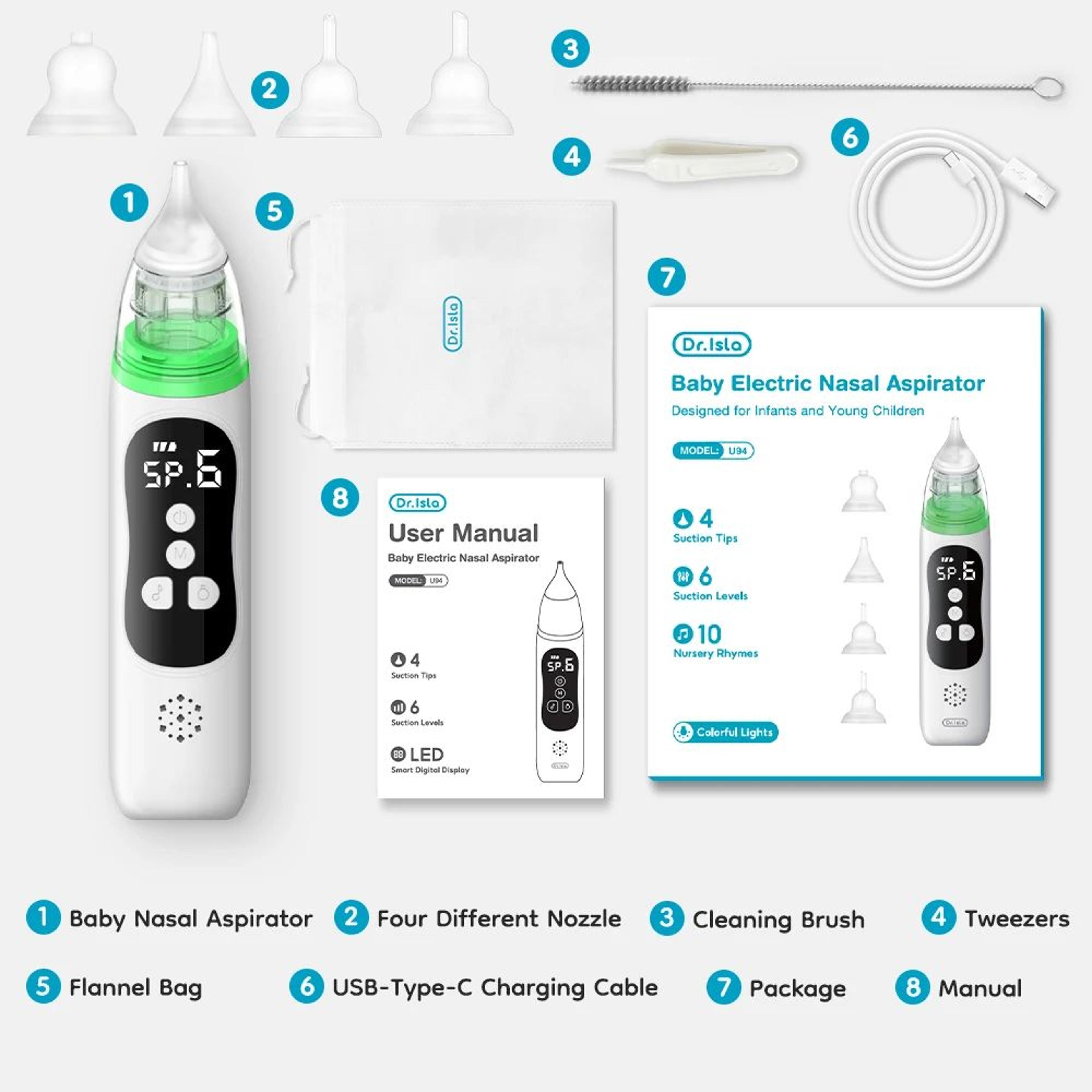 Premium Baby Electric Nasal Aspirator  Gentle Adjustable Suction Airway Cleaner For Infants  Toddle 5