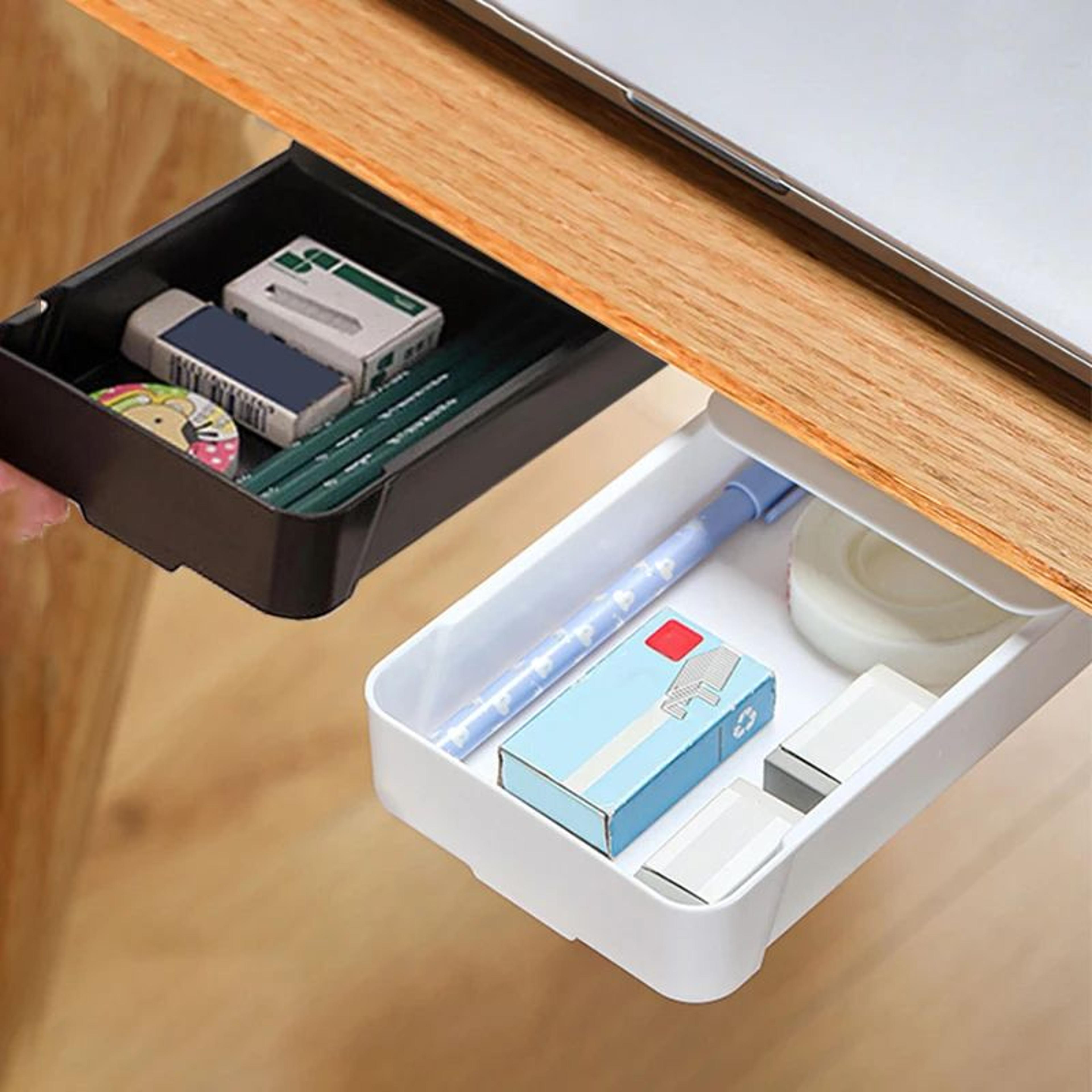 Hidden SlideOut Under Desk Drawer Organizer SelfAdhesive Desk Storage Tray 0