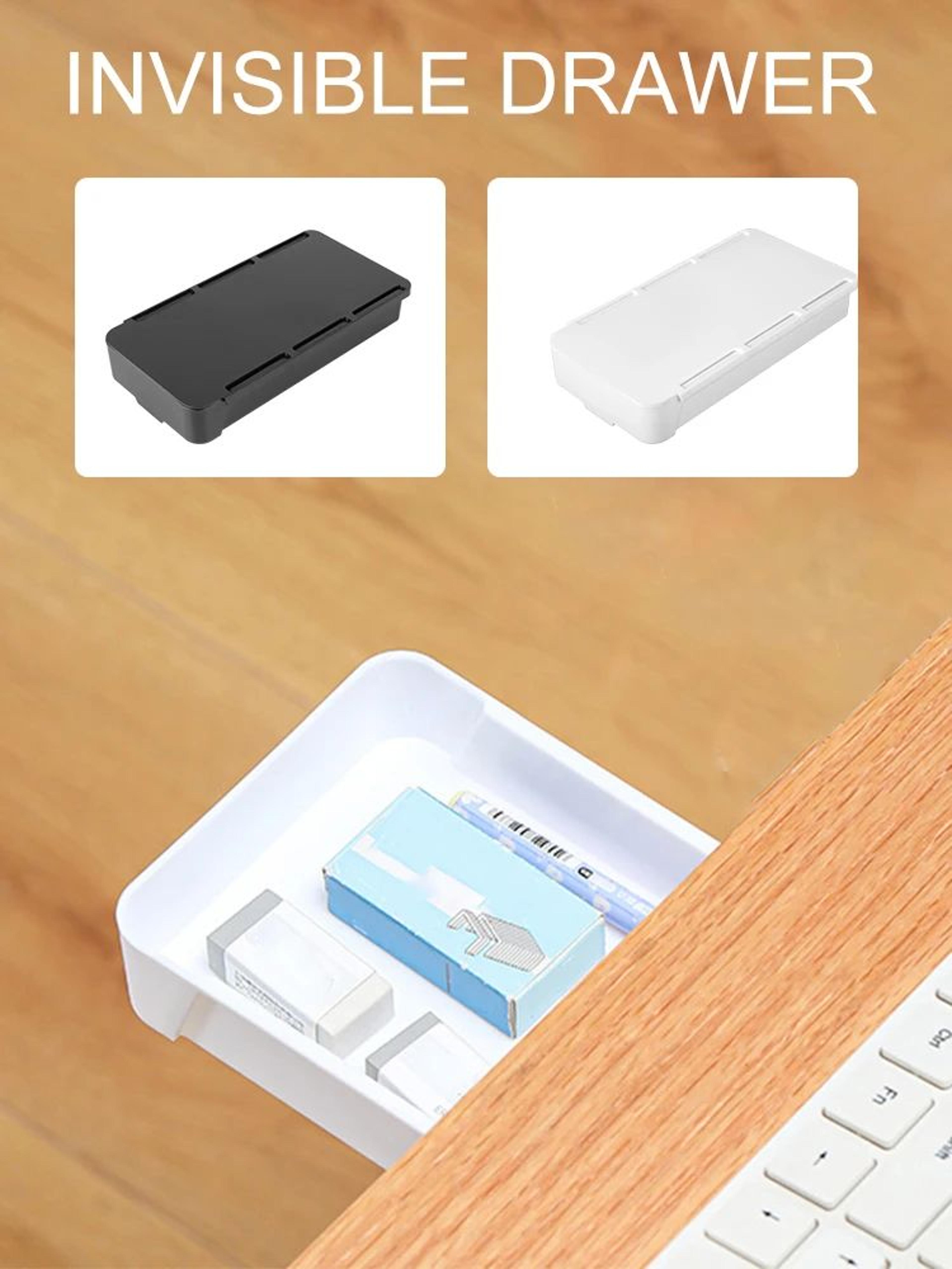 Hidden SlideOut Under Desk Drawer Organizer SelfAdhesive Desk Storage Tray 2