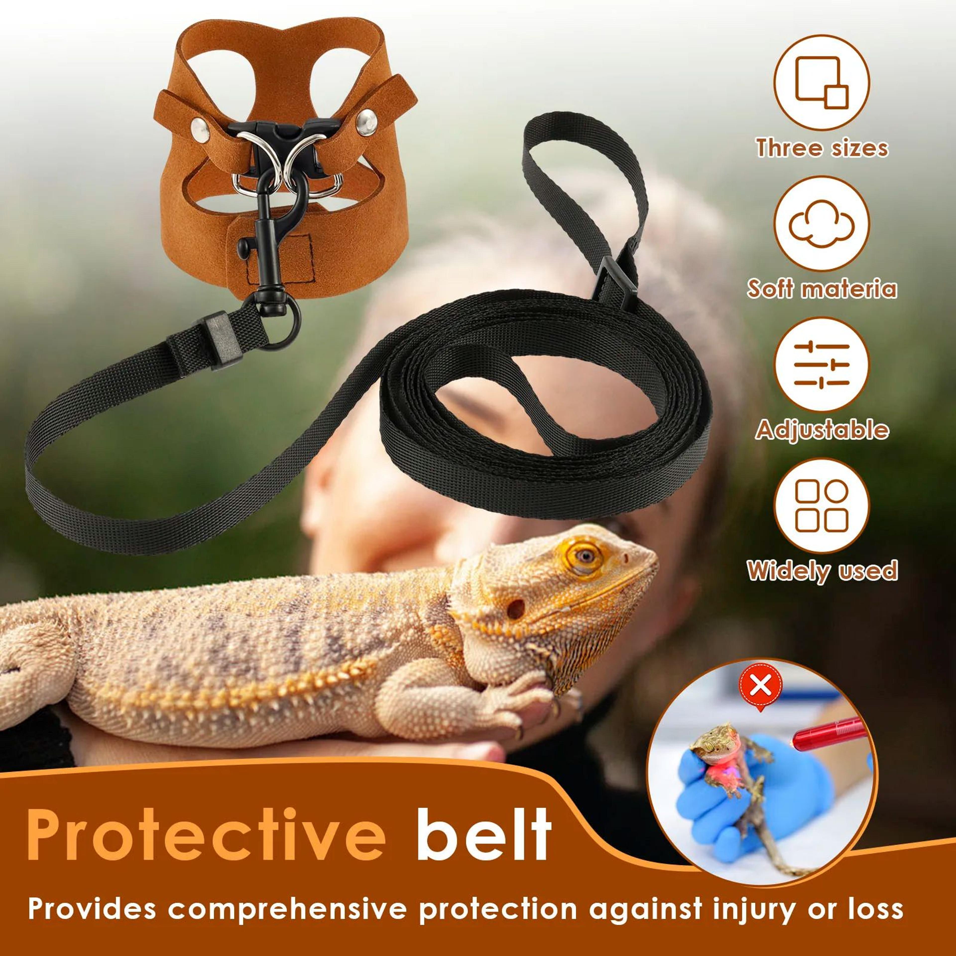 Soft Adjustable Reptile Harness  Leash Set For Bearded Dragons And Lizards 3Pack 2