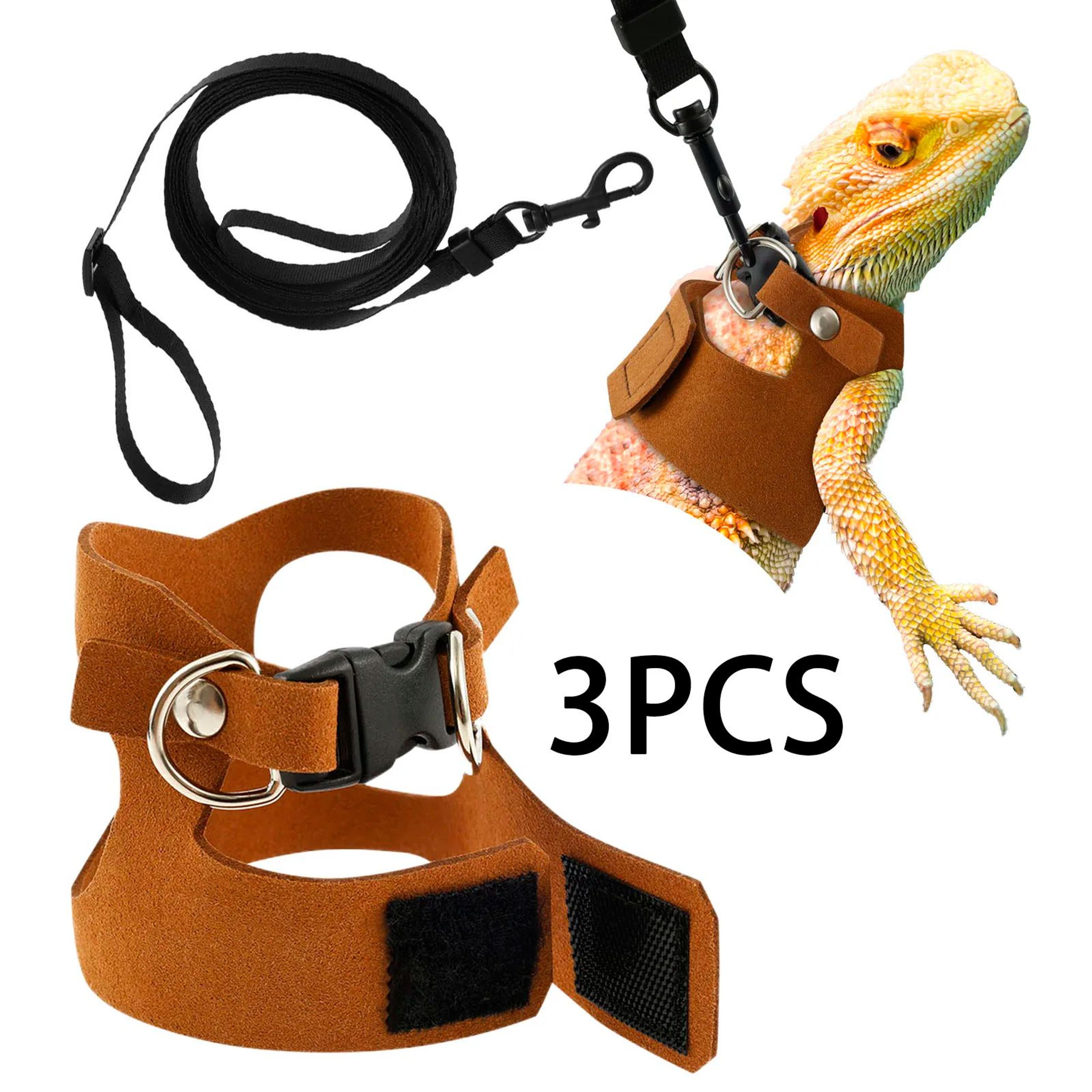 Soft Adjustable Reptile Harness  Leash Set For Bearded Dragons And Lizards 3Pack 4
