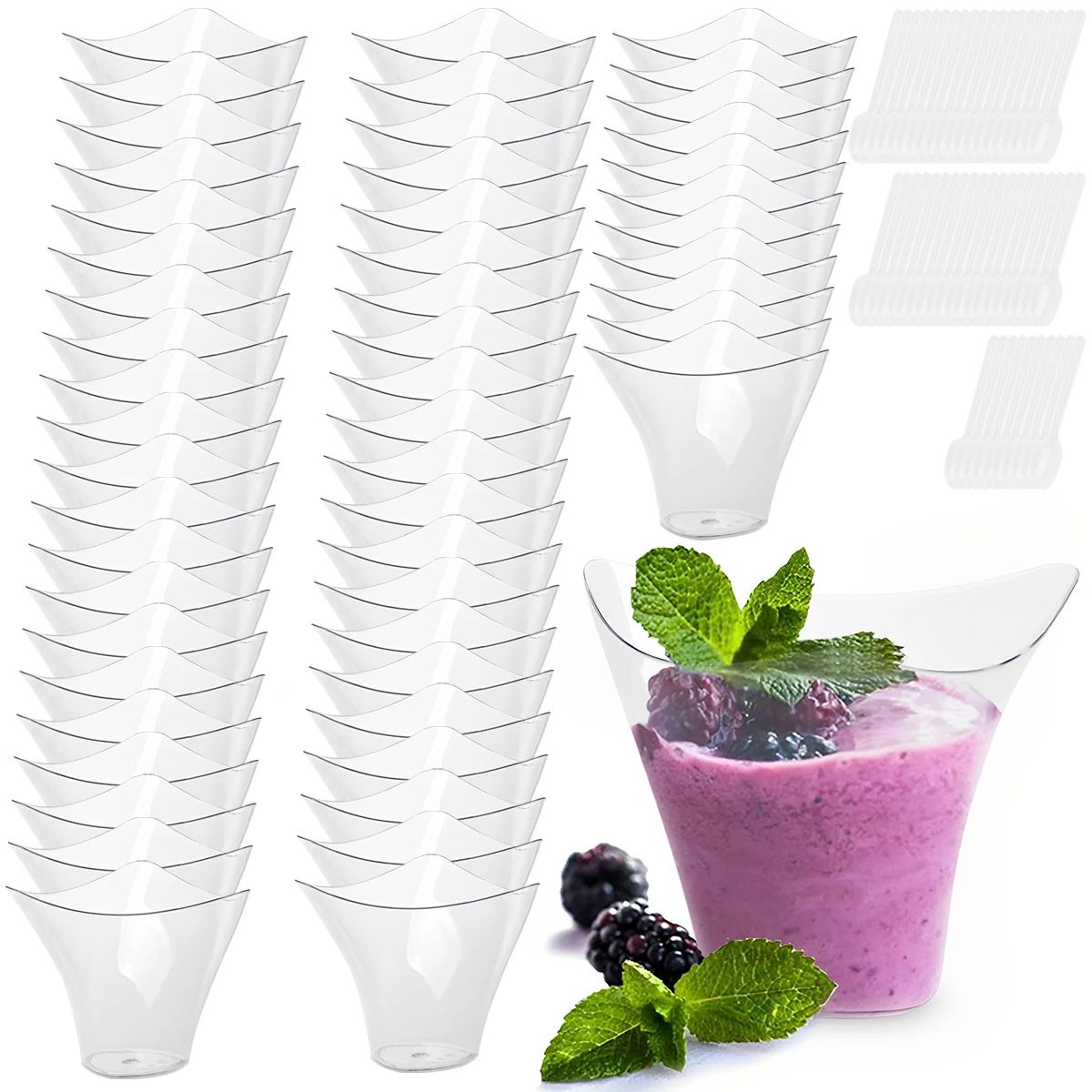 Clear Mini Dessert Cups With Spoons  Reusable Parfait  Appetizer Cups 50Pack 1