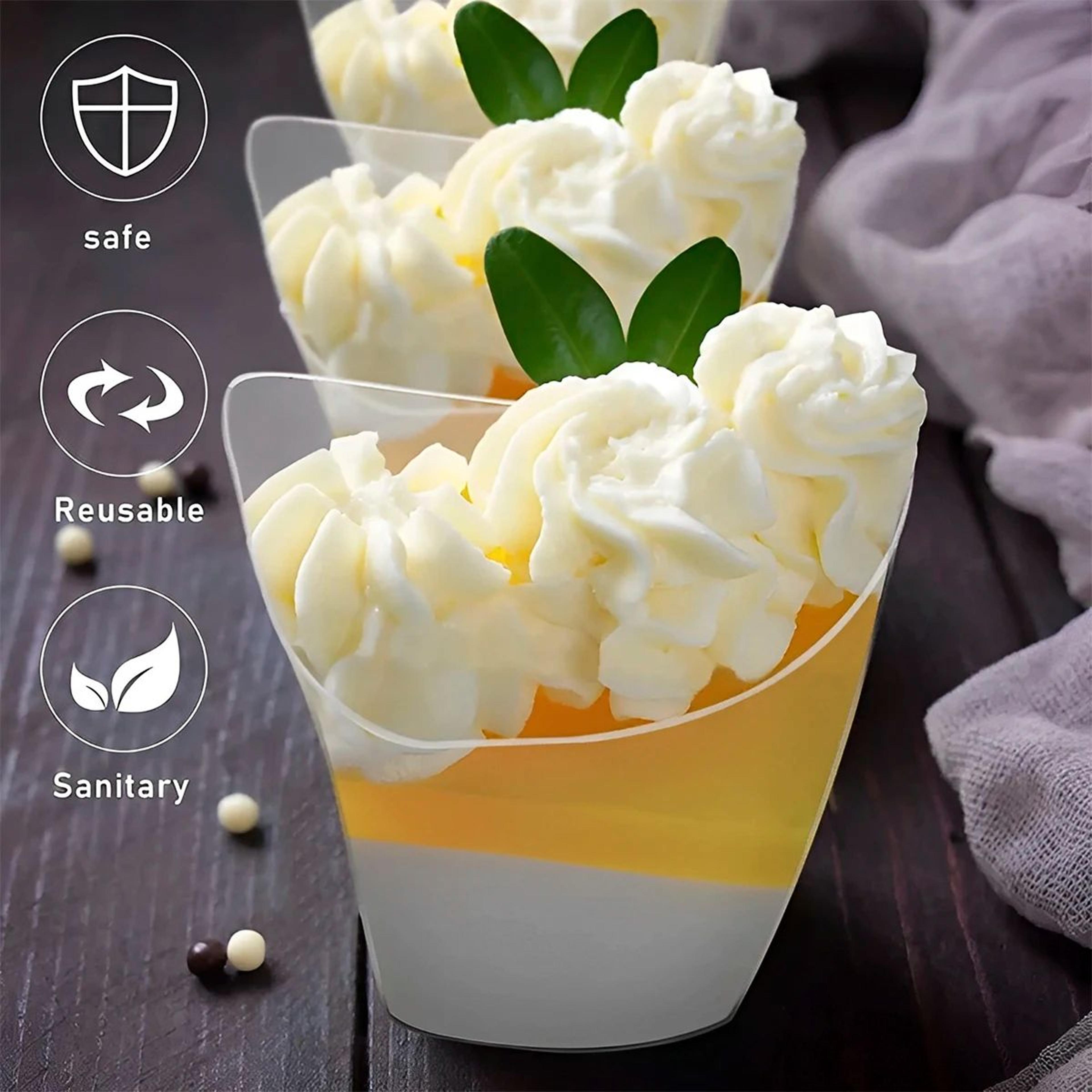 Clear Mini Dessert Cups With Spoons  Reusable Parfait  Appetizer Cups 50Pack 4