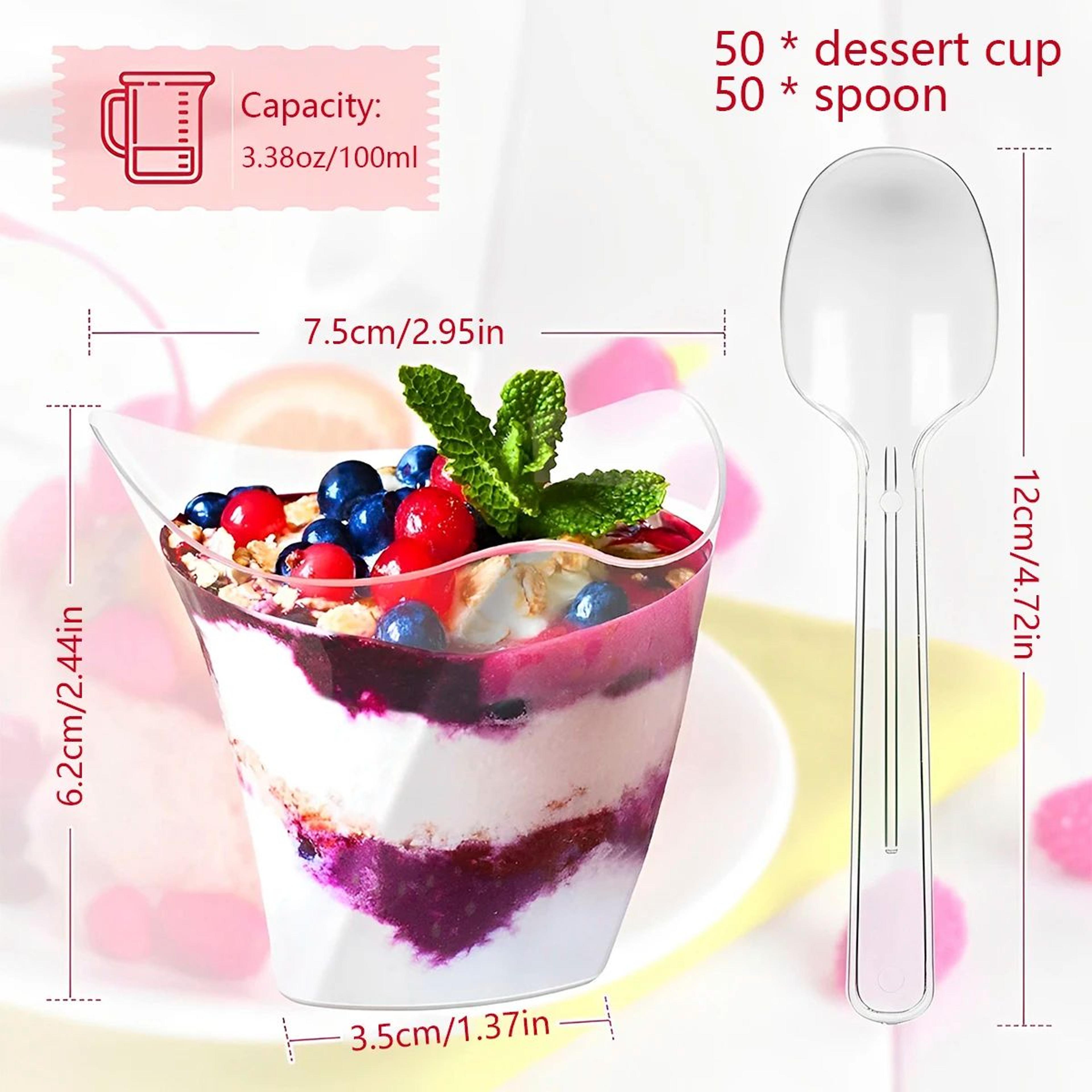 Clear Mini Dessert Cups With Spoons  Reusable Parfait  Appetizer Cups 50Pack 5