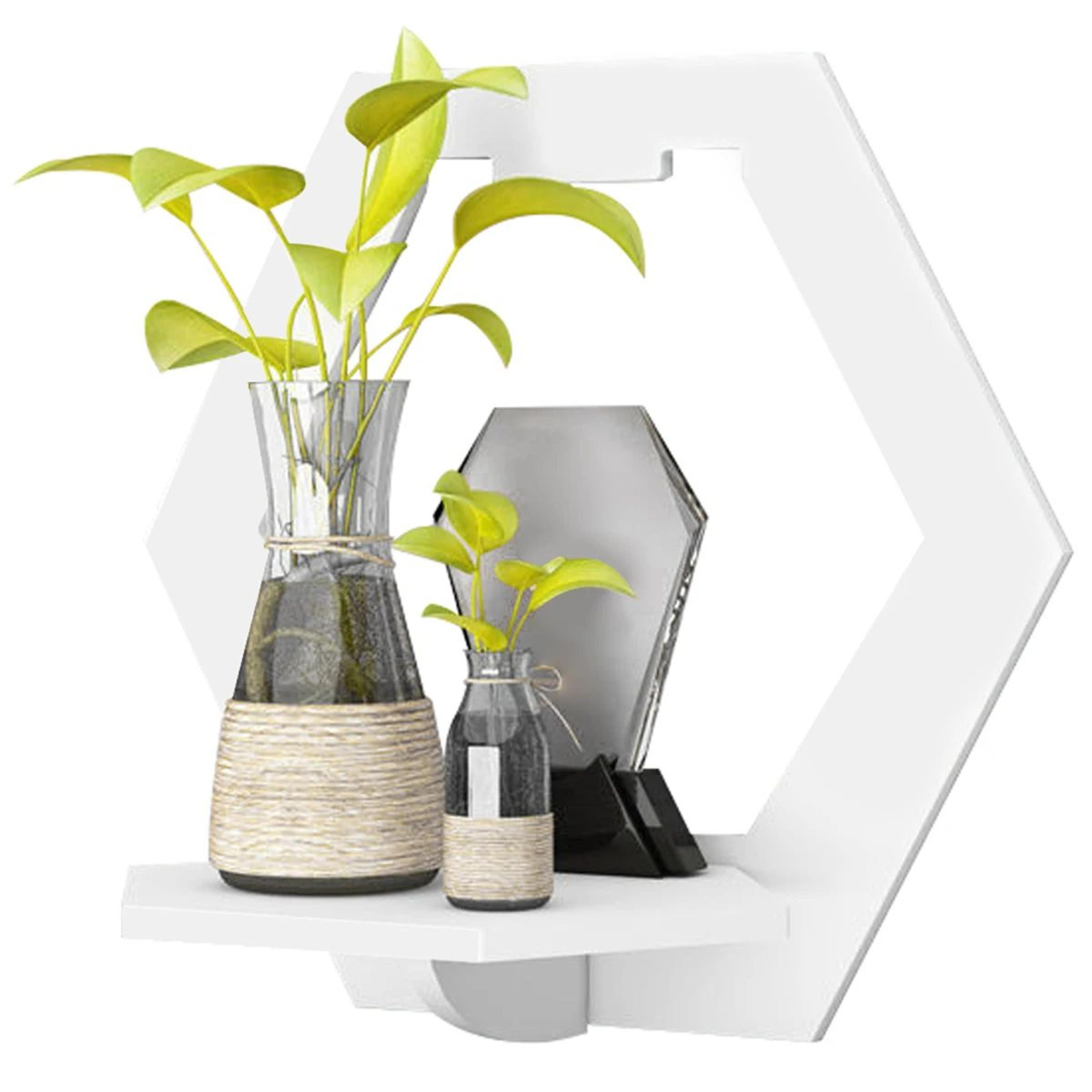 PunchFree Hexagon Wall Shelves Set 3 Or 6 Wall Mounted Plant  Decor Display 4