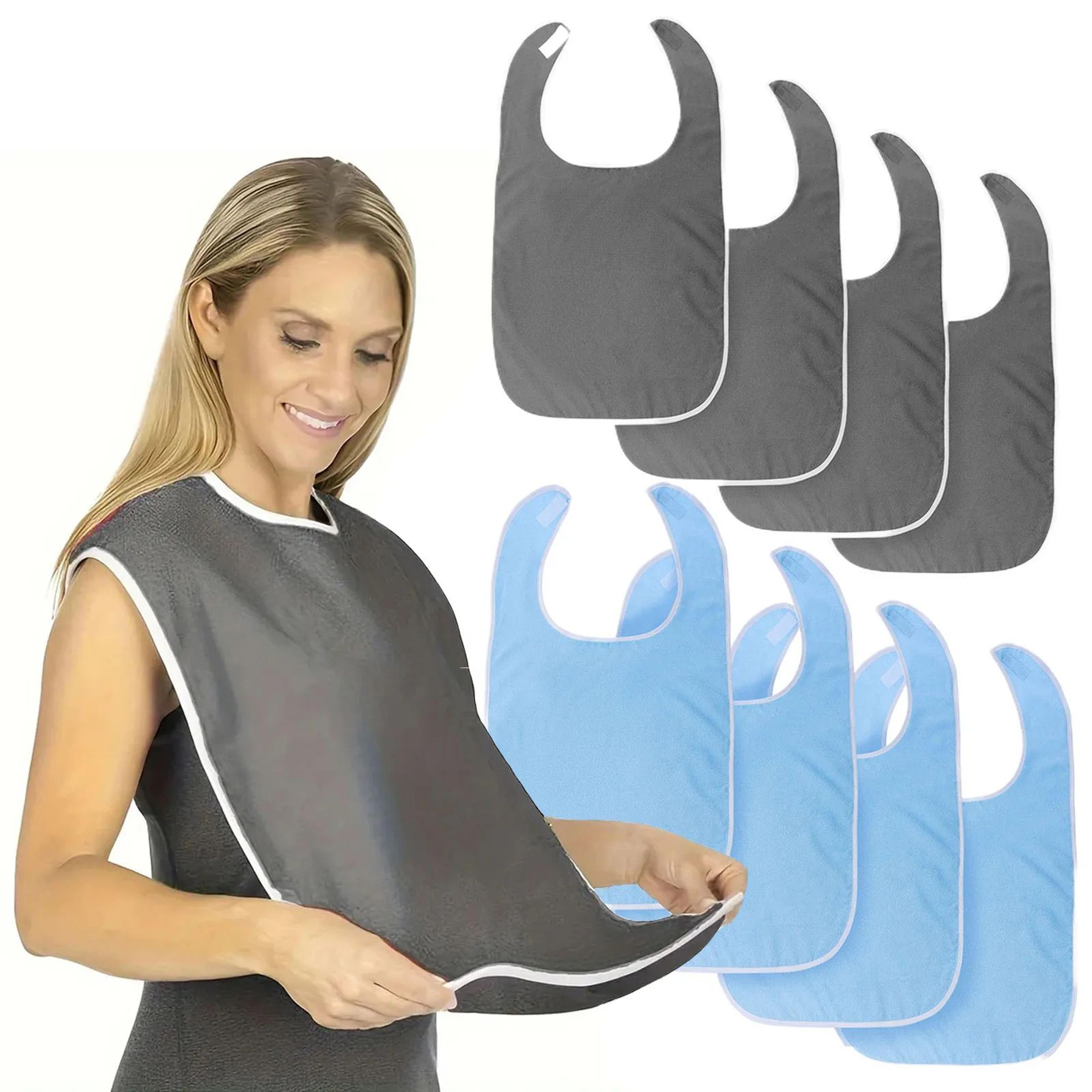 Premium Reusable Adult Feeding Bibs  Soft Towel Cloth Adult Bibs For Men  Women 412 Pack  StainResi 0