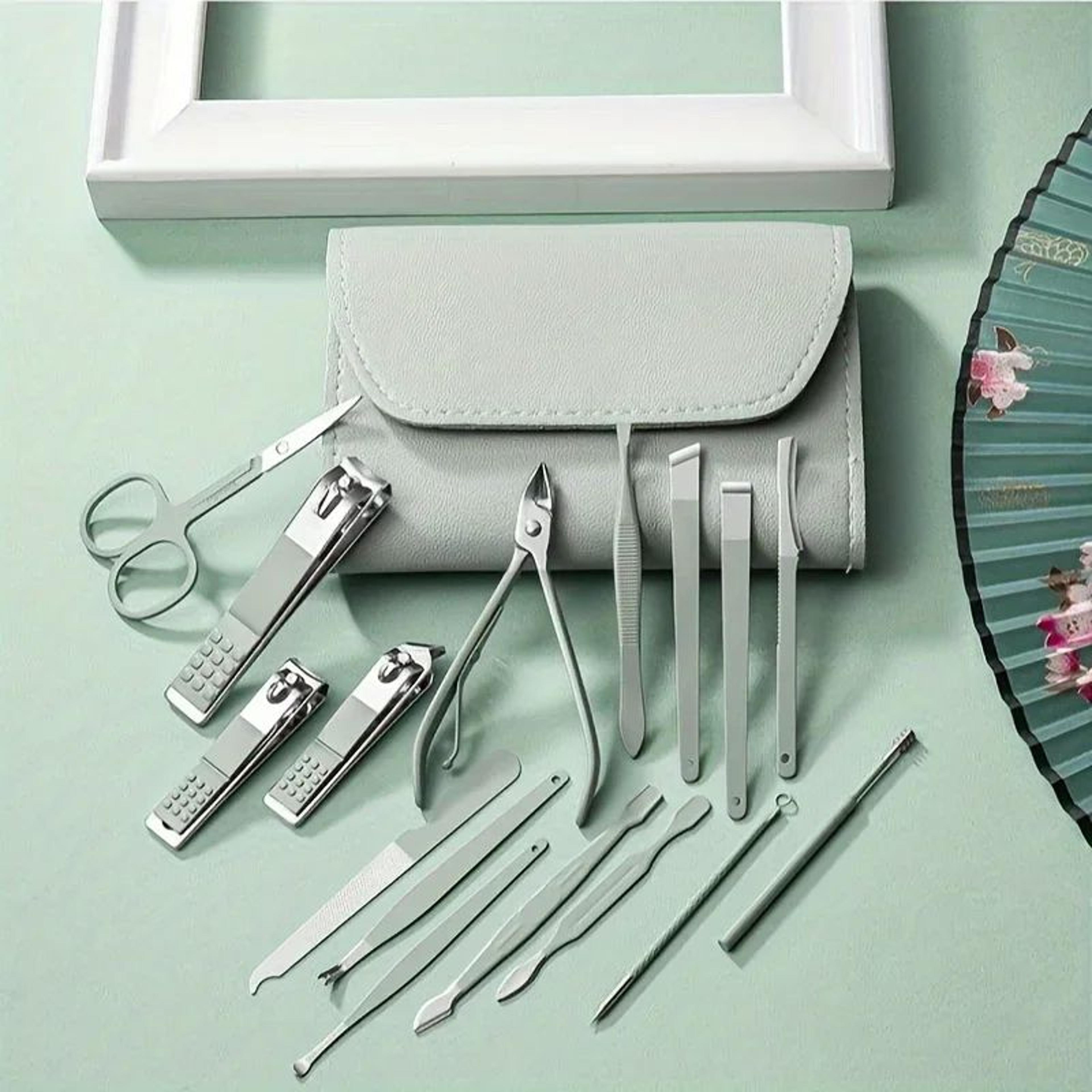 Professional Manicure Set  Nail Clippers Set  16Piece Pedicure Tool Kit With Travel Case 1