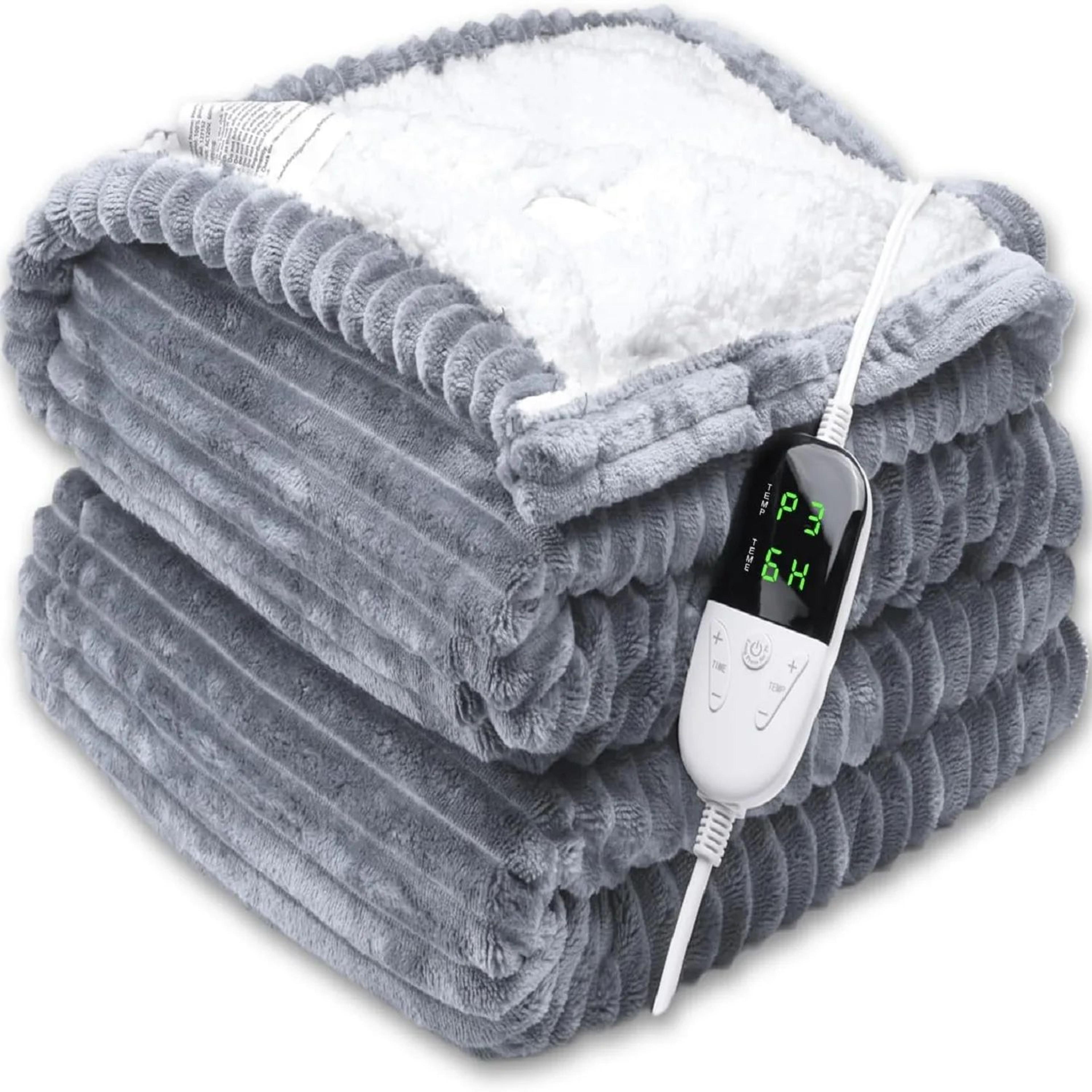 Adjustable Electric Heating Blanket With 6 Heat Levels  Soft Flannel Washable Heated Throw 50x60 In 0