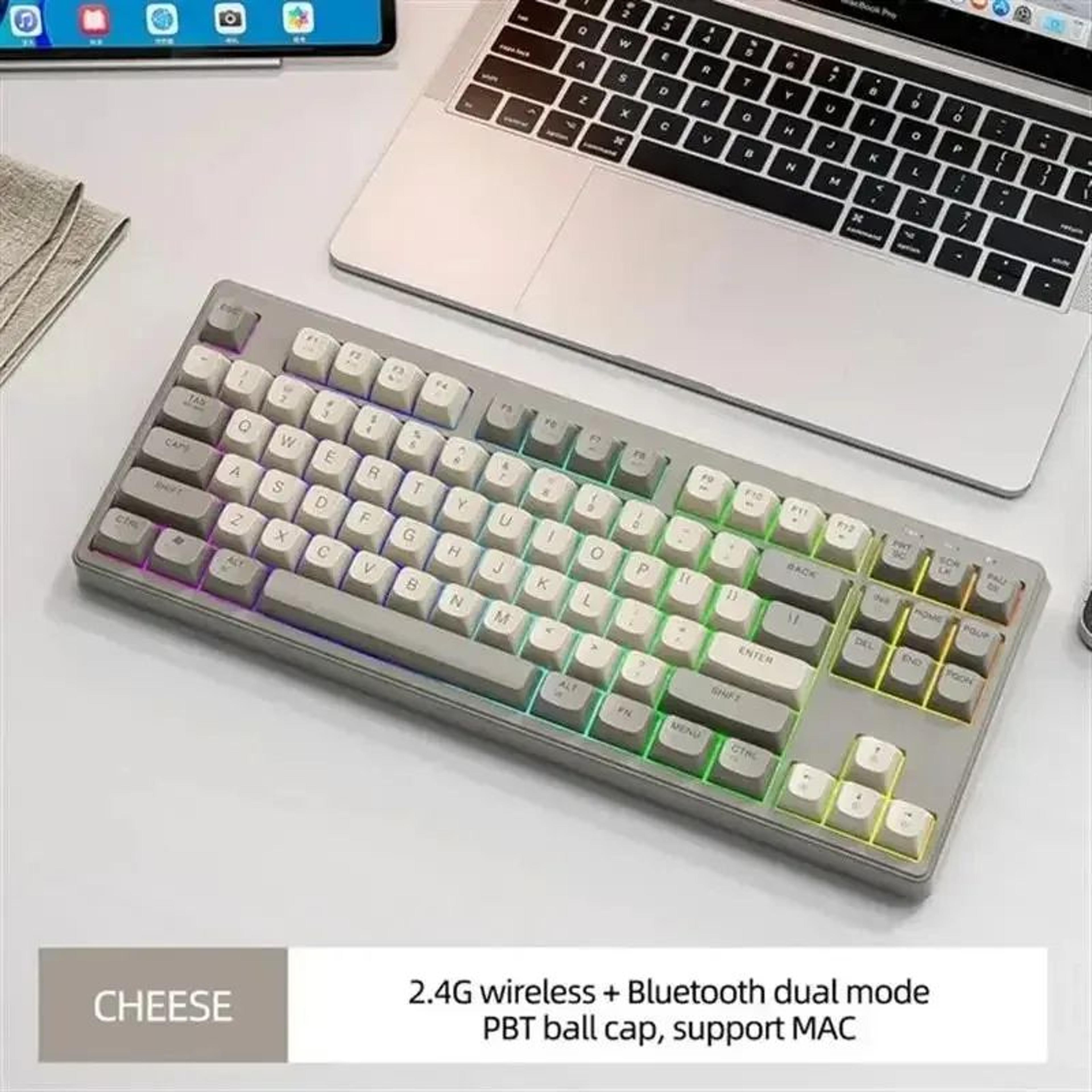 Premium 87Key DualMode Wireless Gaming Keyboard With RGB Backlit Keyboard Lights  Durable PBT Keyca 8
