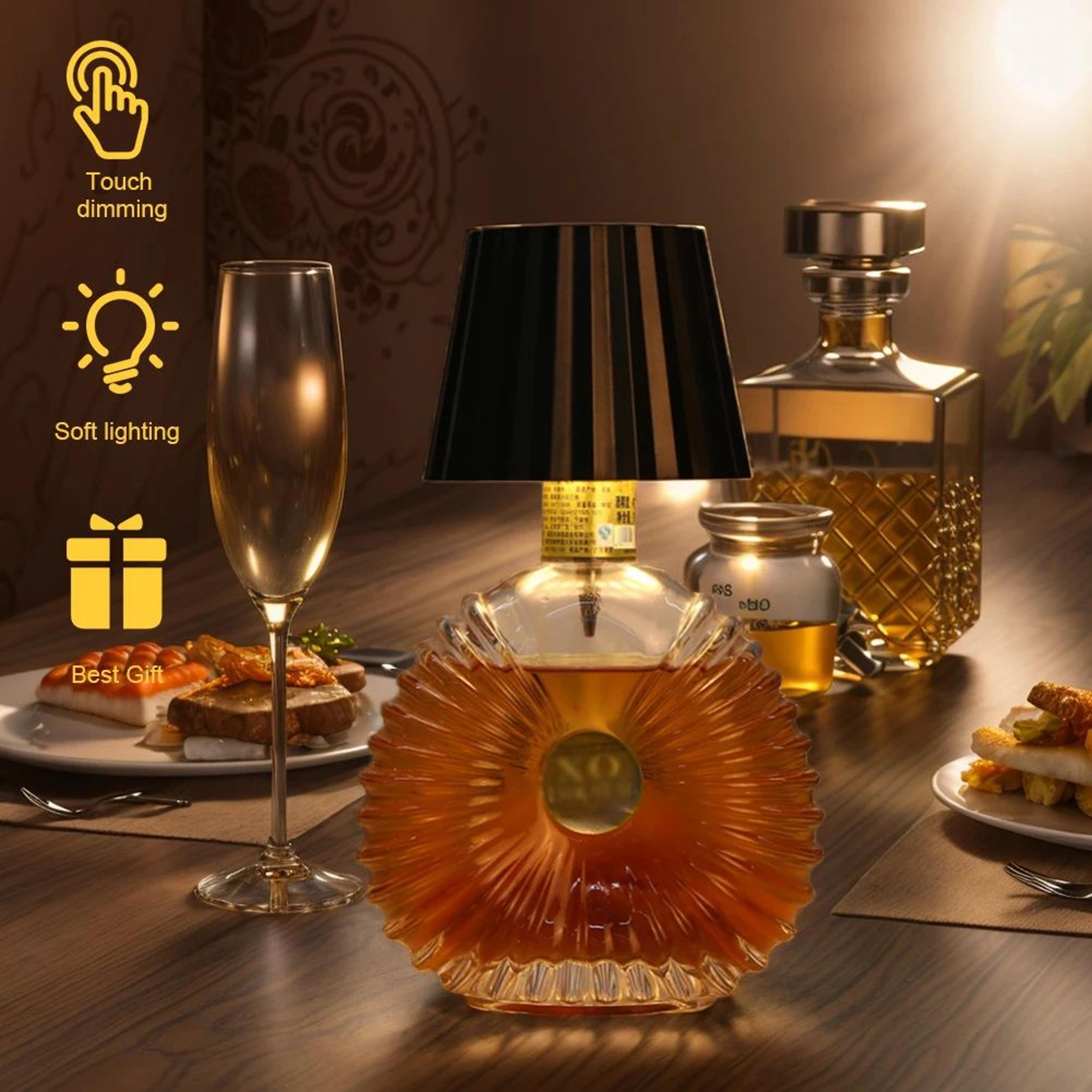 Premium Wireless Bottle Lamp  Rechargeable 3Color Portable LED Table Lamp With Touch Dimming 1