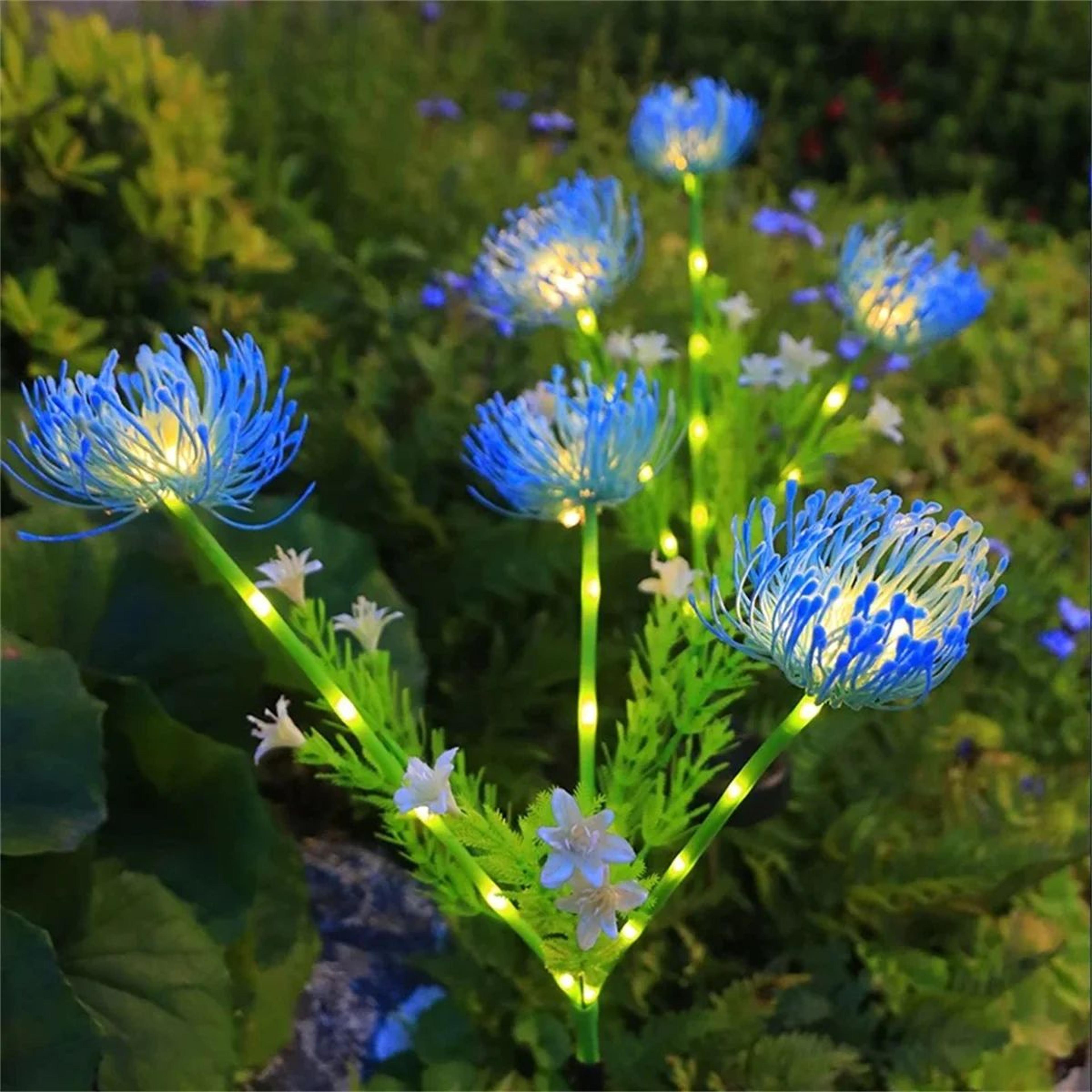 Solar Flower Stake Lights Set 2Pack Waterproof Outdoor Garden Lights 4