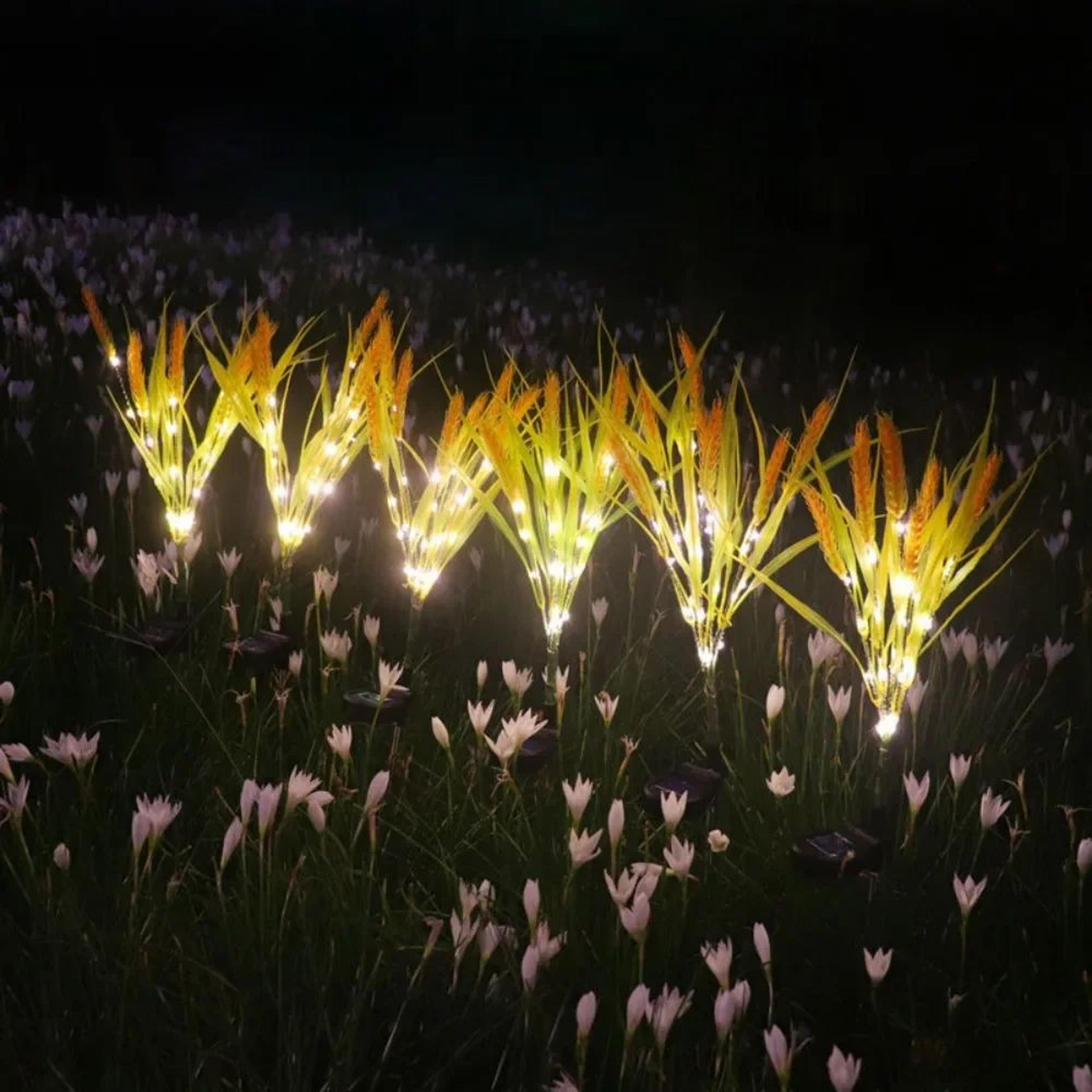SolarGlow 7Head Outdoor Solar Lawn Lamp  Decorative Solar Garden Lights Set 2