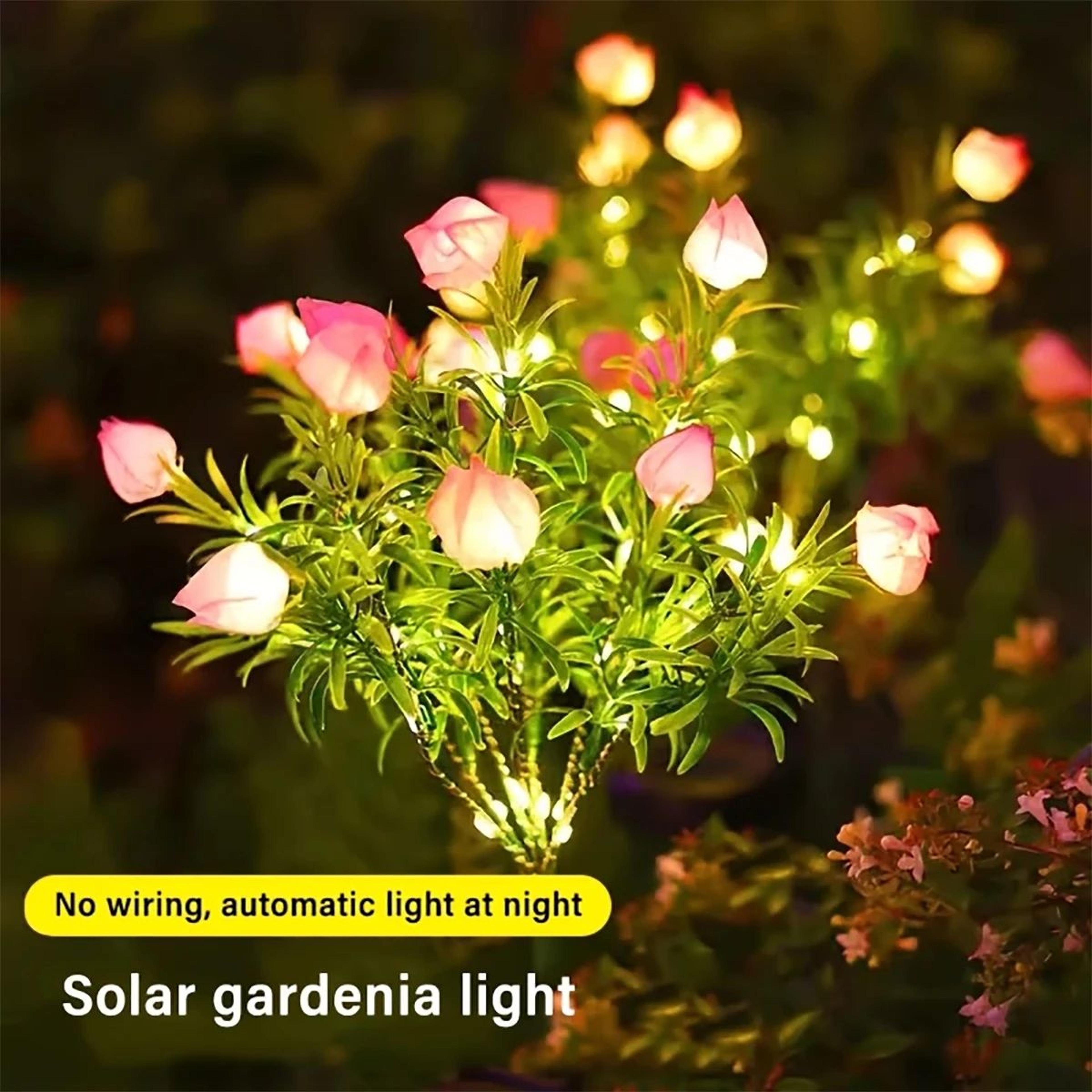 Solar Gardenia Flower Light  Warm White Outdoor Solar Garden Lamp For Lawn  Garden Decor 3
