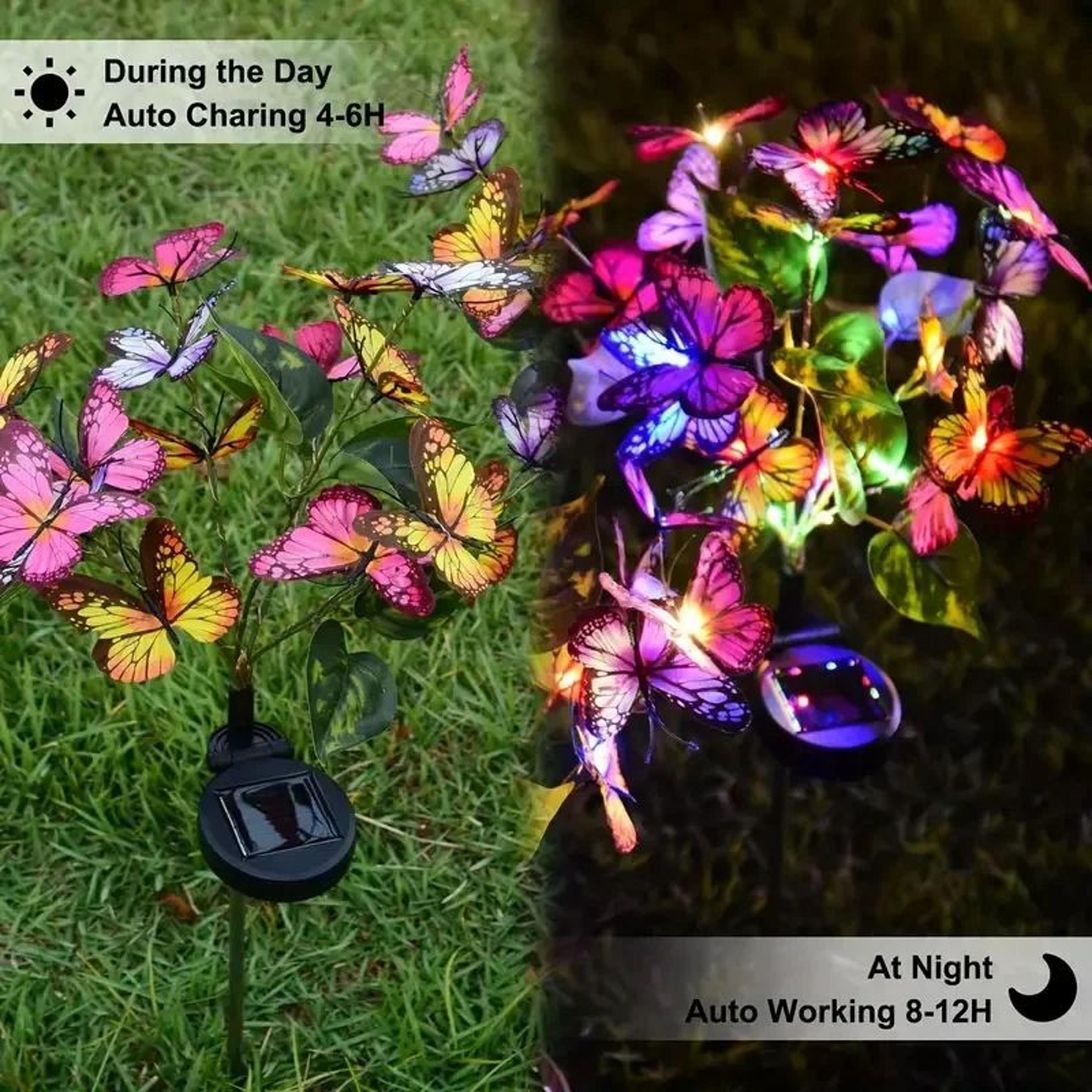 Solar Butterfly Flower LED Garden Lights  Waterproof Outdoor Lawn Decor 2