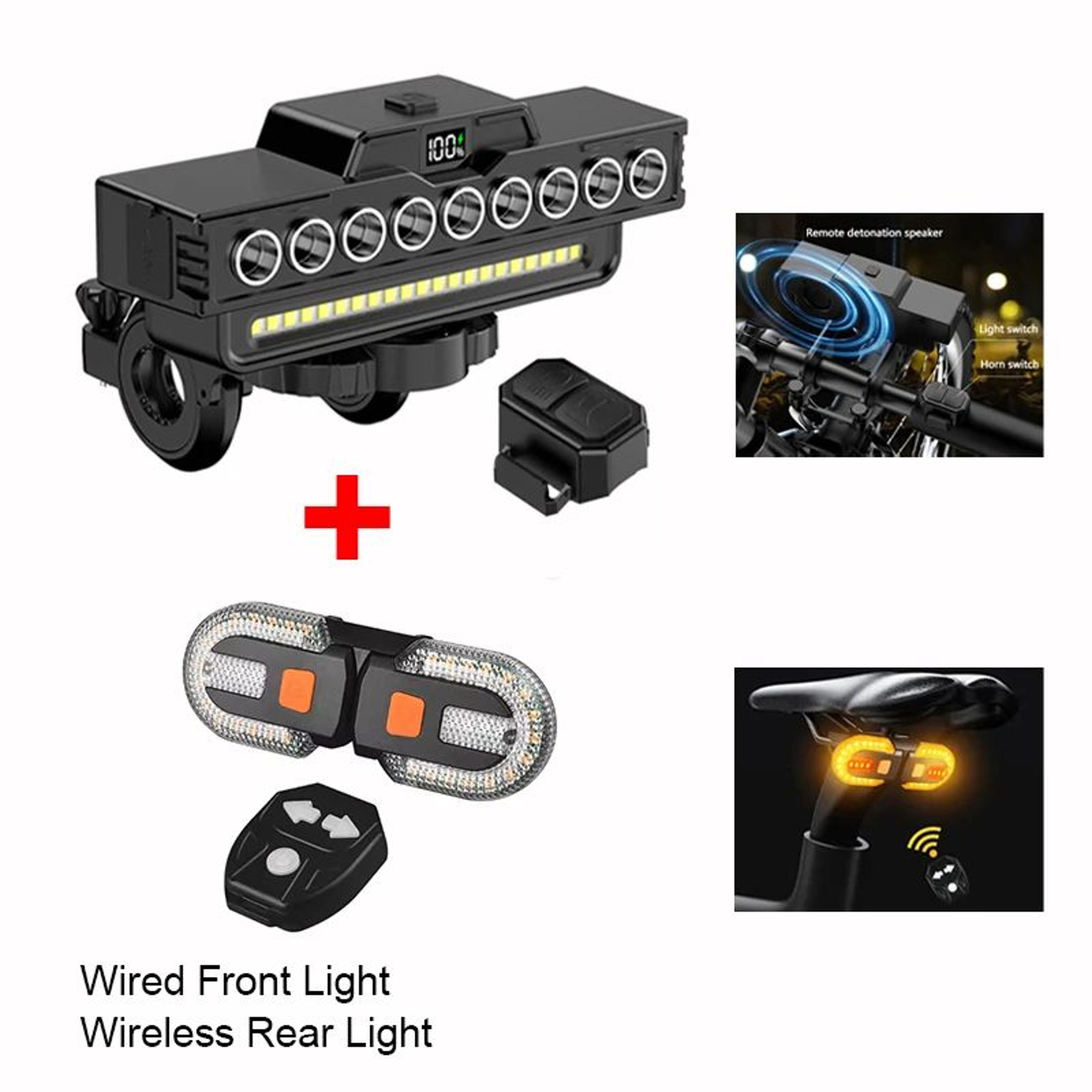 9Bead USBC Rechargeable Bike Headlight With Horn  HighBrightness MTB Front Light 9