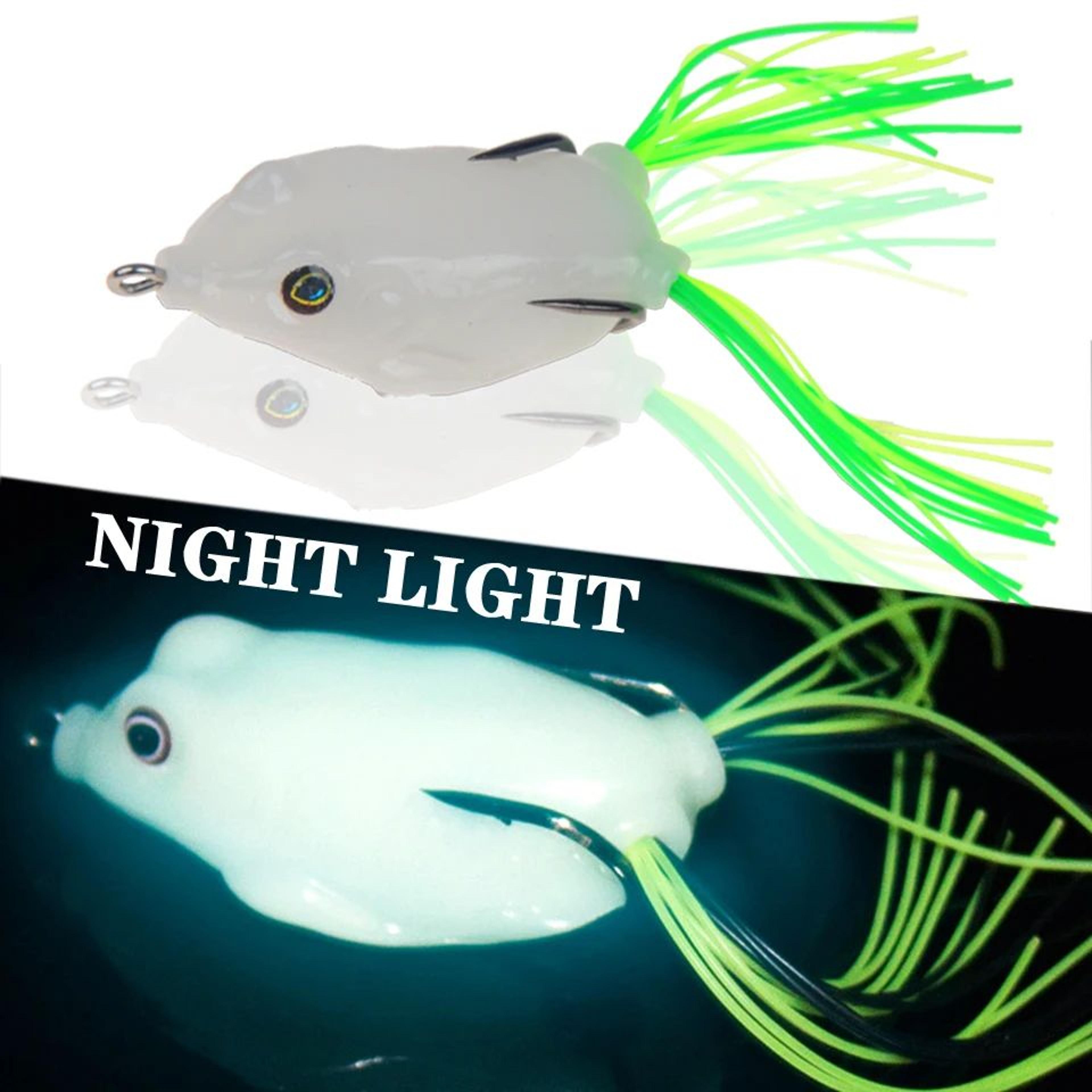 Premium Topwater Frog Fishing Lure  NightLight Soft Plastic Bait With Treble Hooks 5