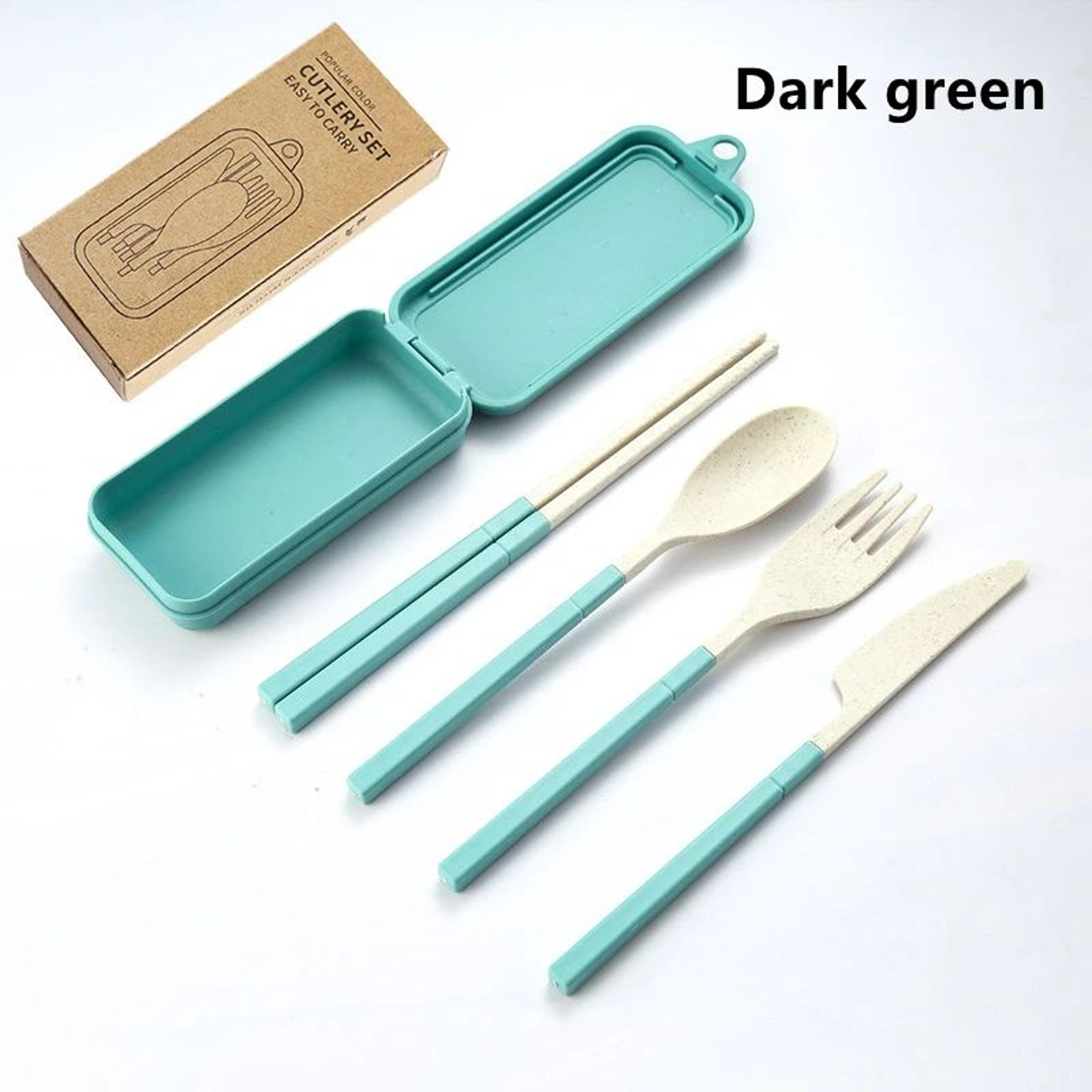 EcoLite 4Piece Portable Travel Cutlery Set  Sustainable EcoFriendly Wheat Straw Tableware With Case 11