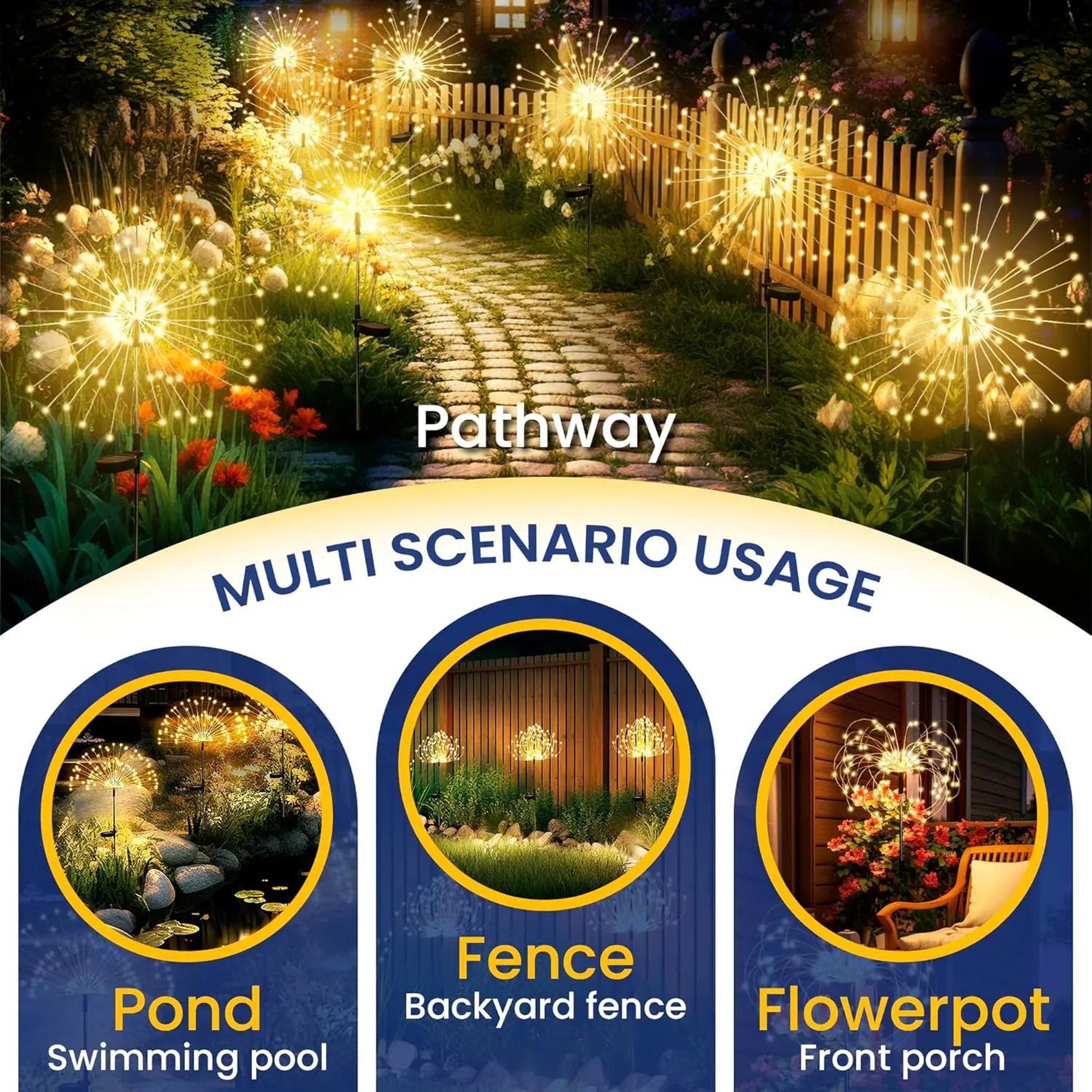 Solar Firework Garden Lights  Waterproof Outdoor Fairy Pathway  Patio Decor 1