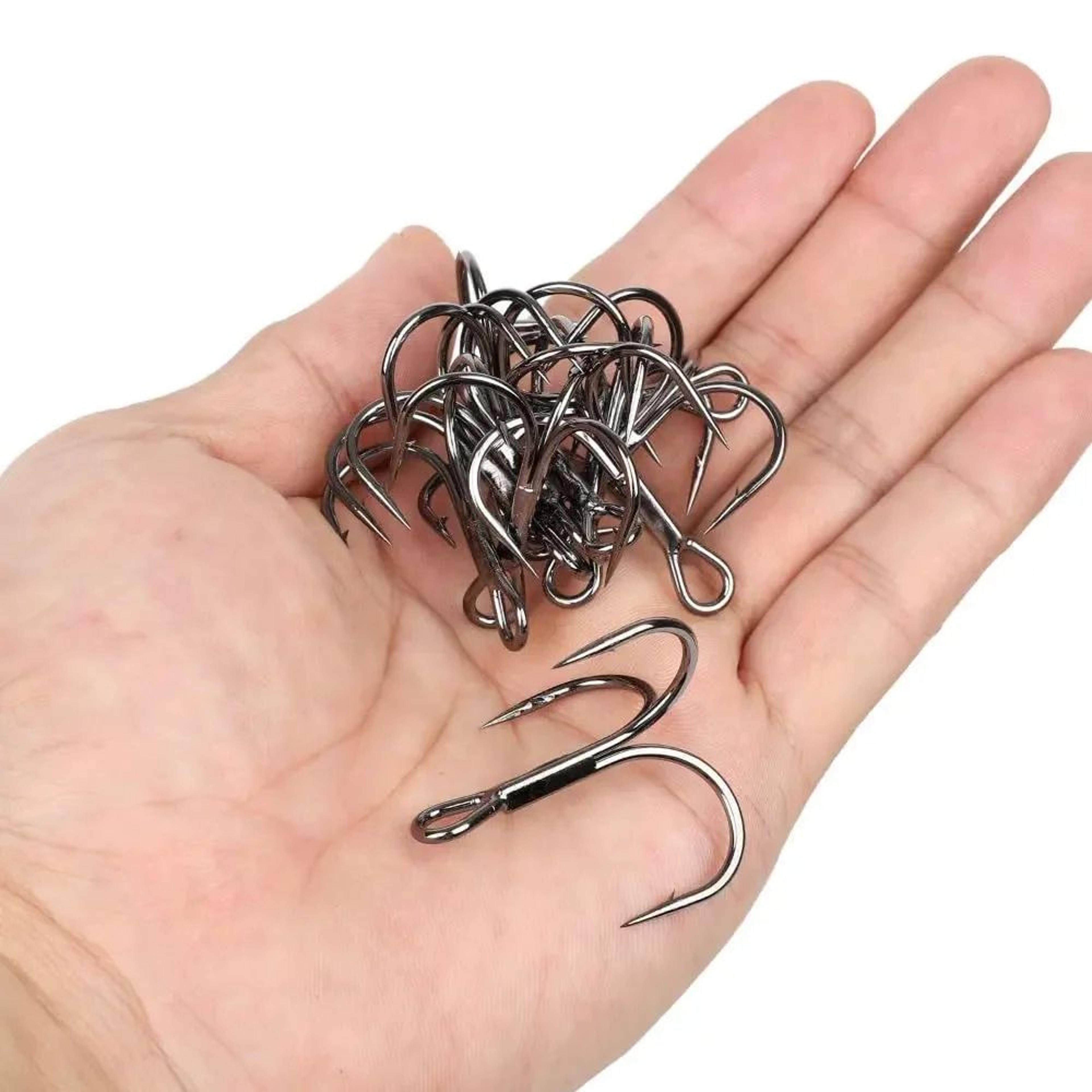 10Pack High Carbon Steel Treble Fishing Hooks Overturned Round Bend For Bass 2