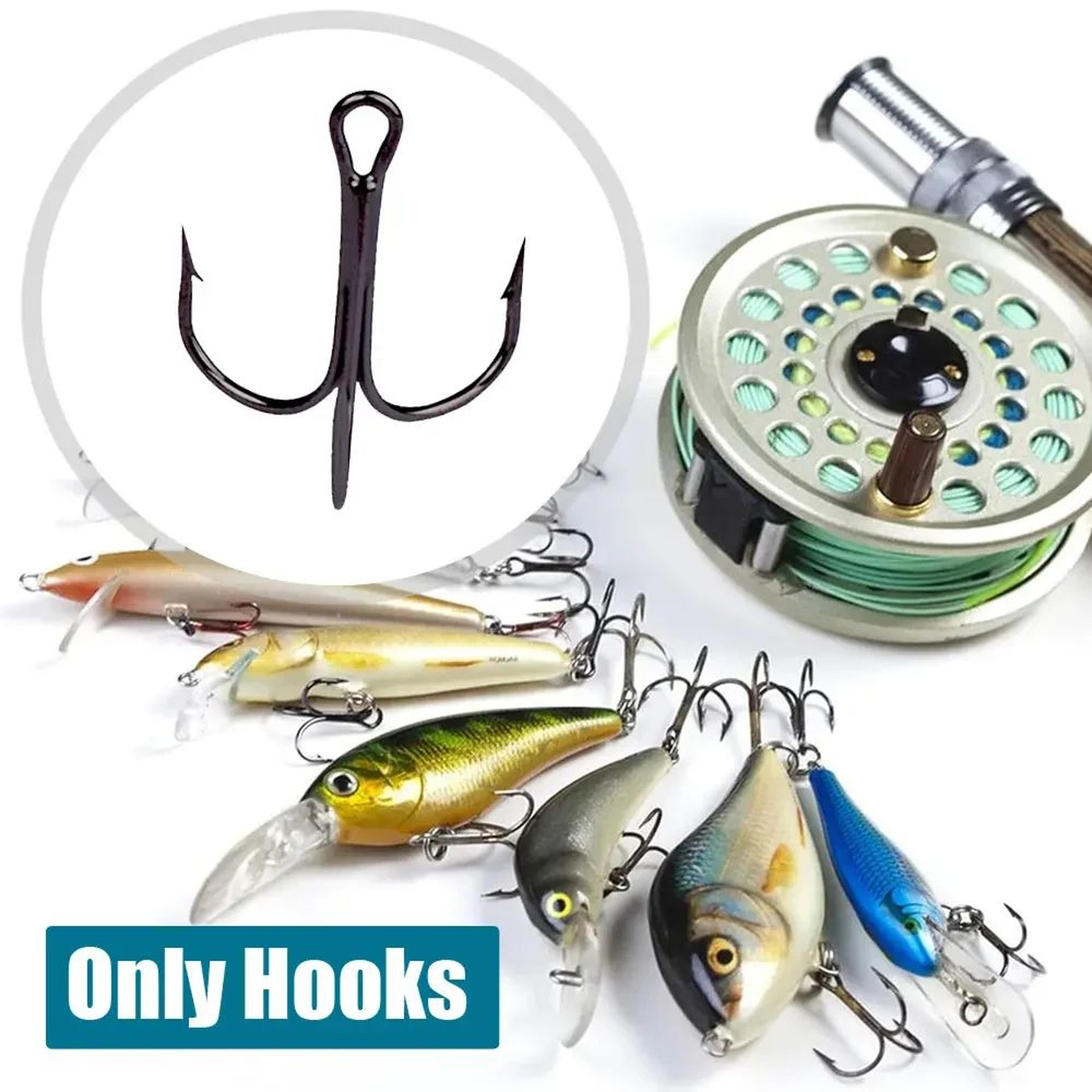 10Pack High Carbon Steel Treble Fishing Hooks Overturned Round Bend For Bass 3
