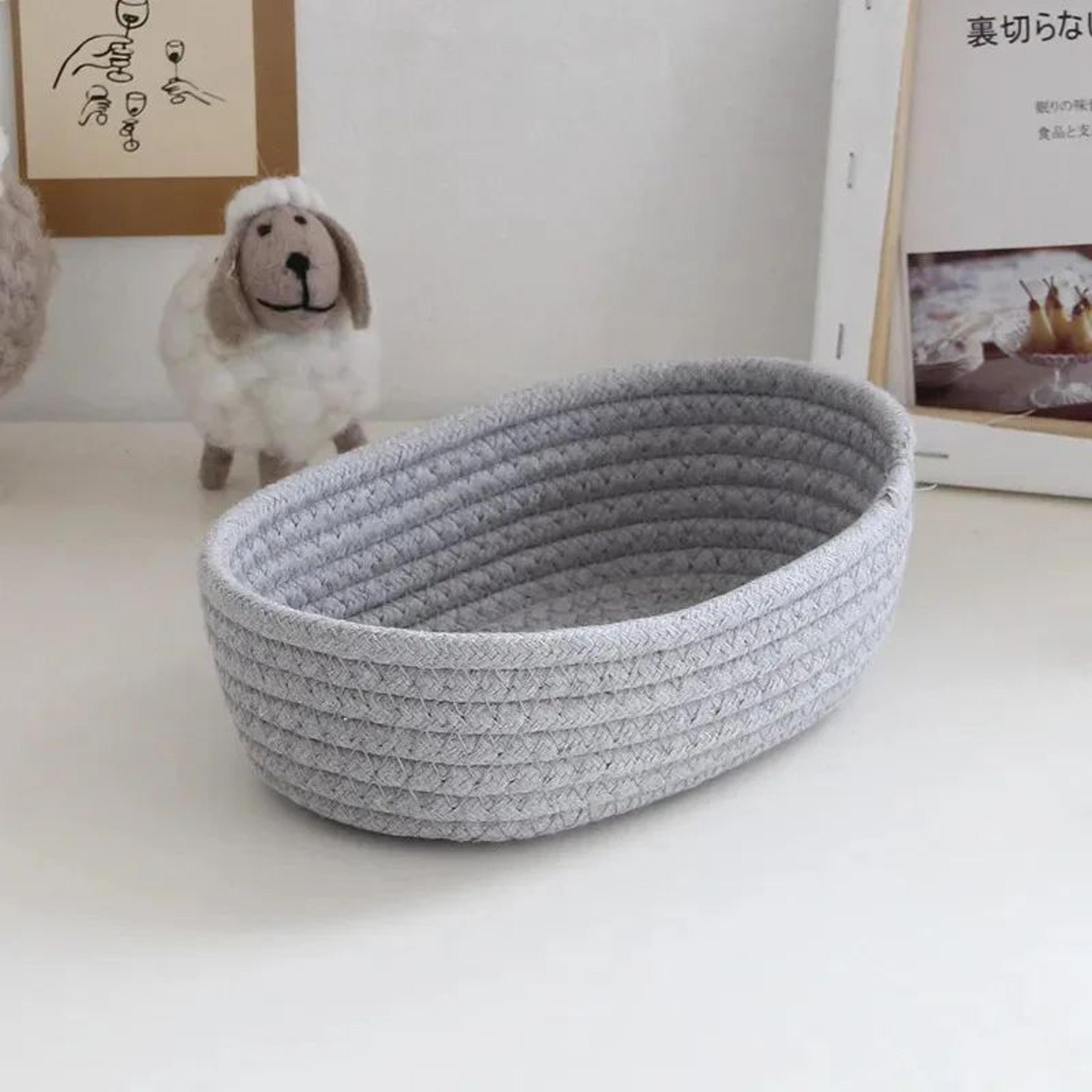 Nordic Cotton Rope Storage Basket Set Woven Desktop Organizer Basket For Vanity Entryway And Home 4