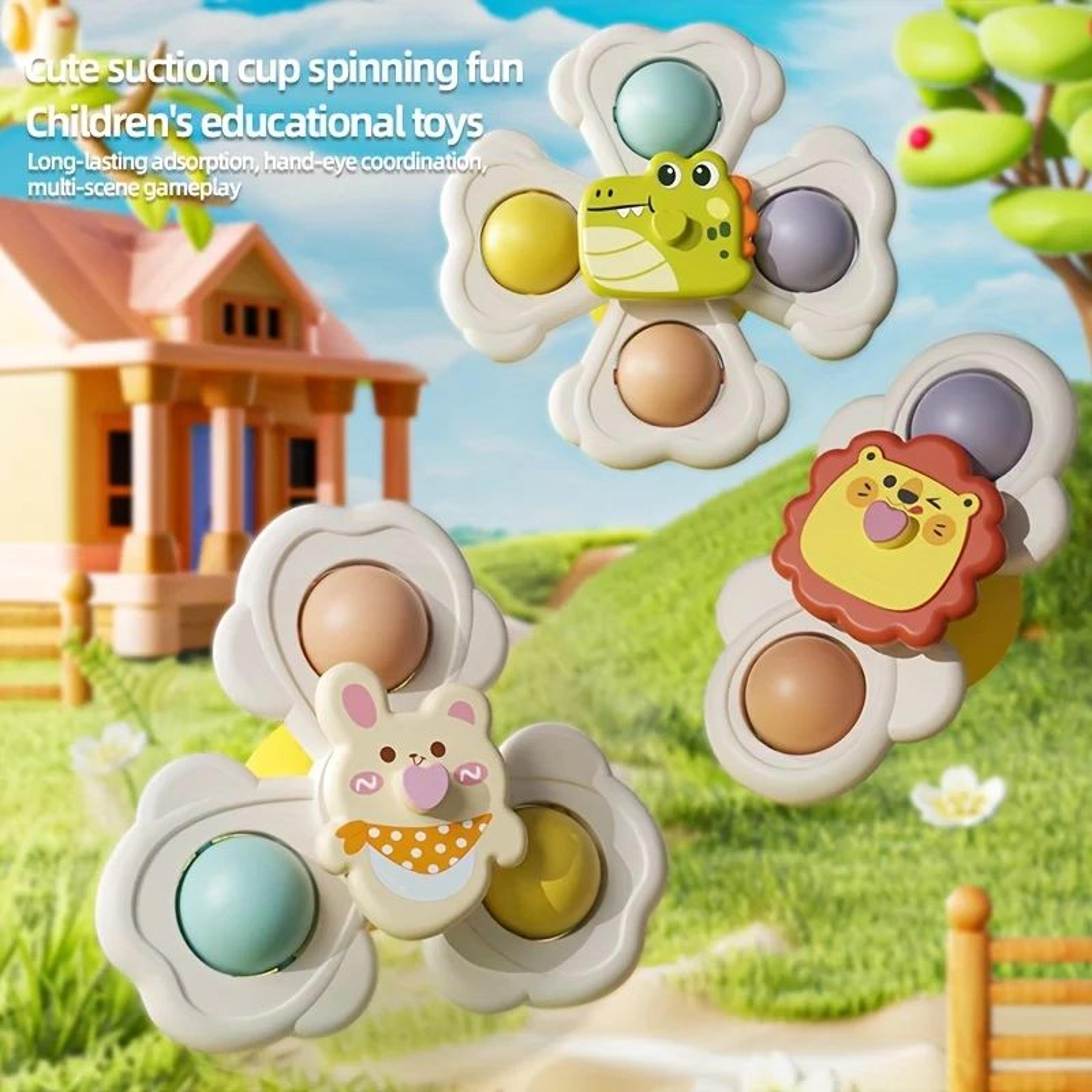 Cartoon Animal Suction Cup Spinning Top Set 136pcs  StickAnywhere Suction Cup Spinner Toy For Desk  0