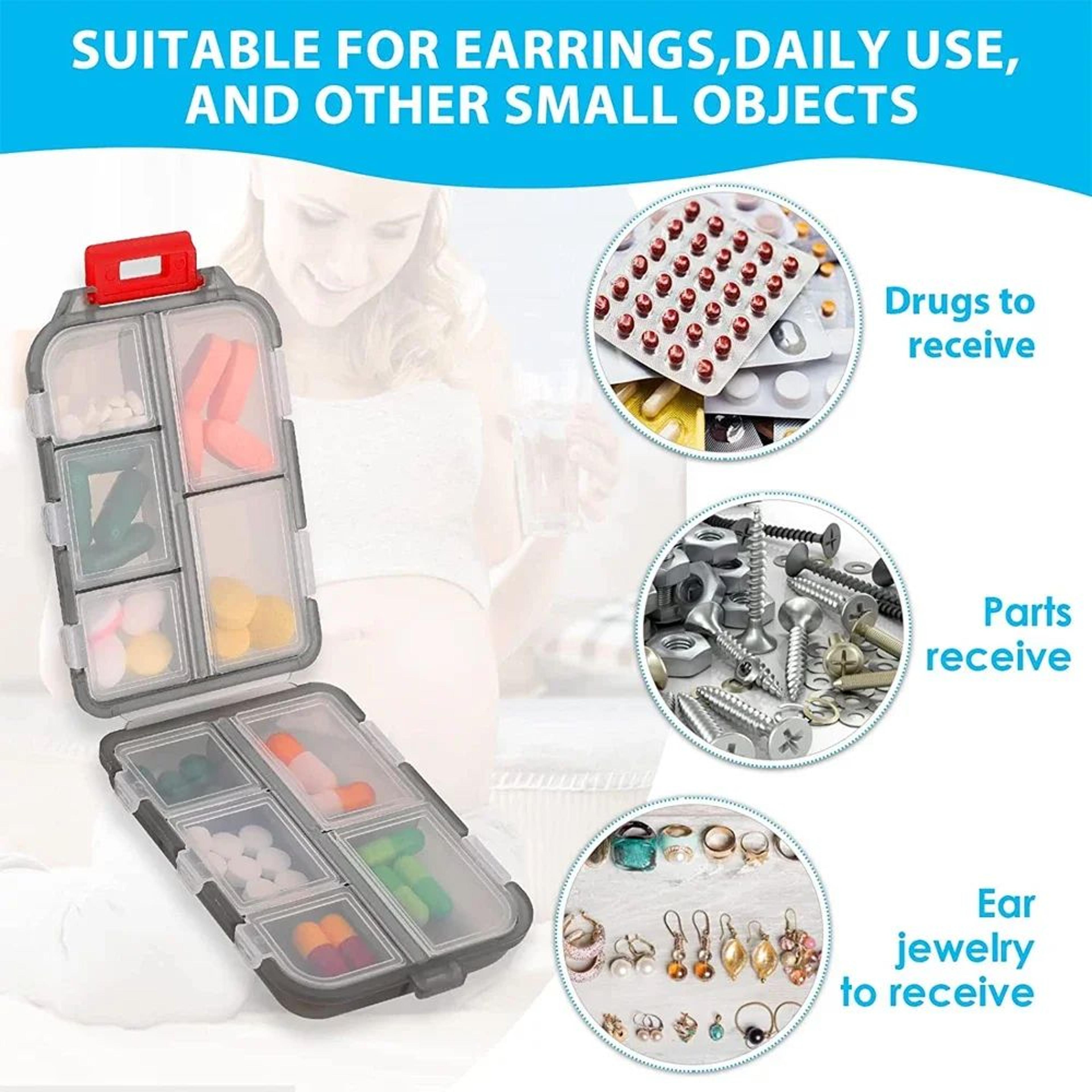 Travel Pill Organizer Box  10Grid Portable Weekly Pill Case For Purse  Pocket 7