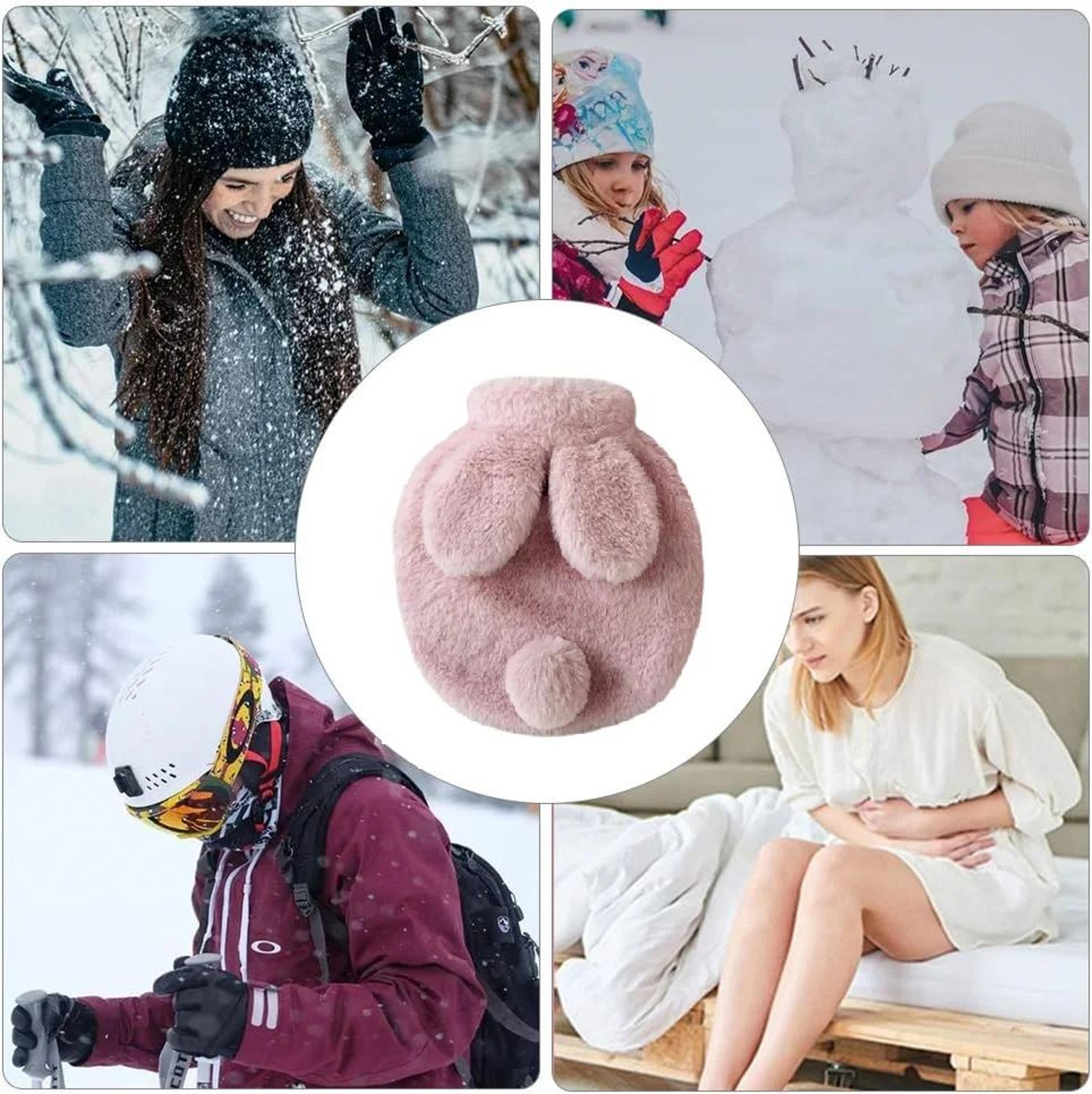 SnuggleBunny 300ML Plush Hot Water Bottle  Cute Rabbit Hand  Feet Warmer With Soft Cover 5