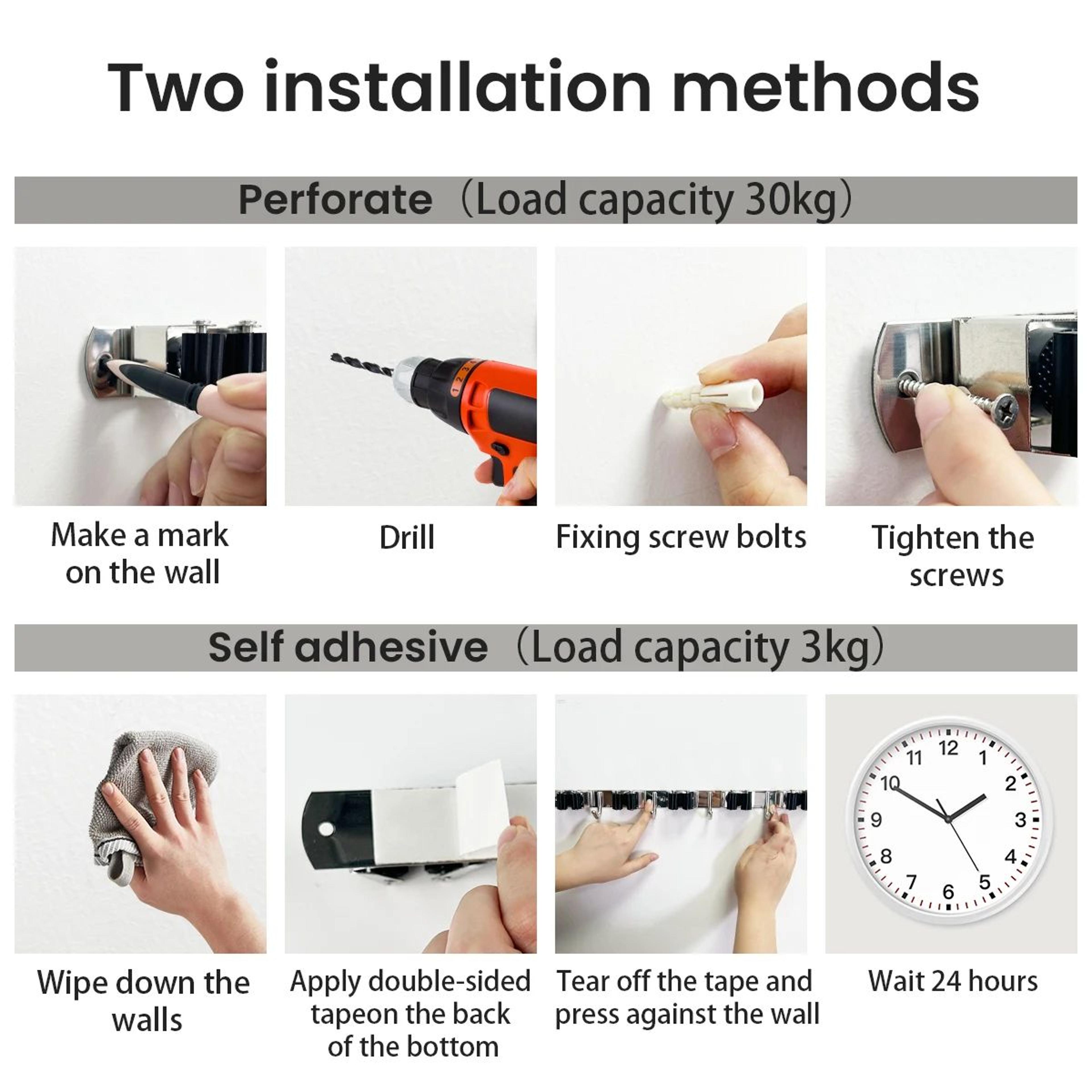 HeavyDuty Stainless Steel Broom Mop Organizer  Wall Mounted Broom Holder With 4 NonSlip Hooks 3
