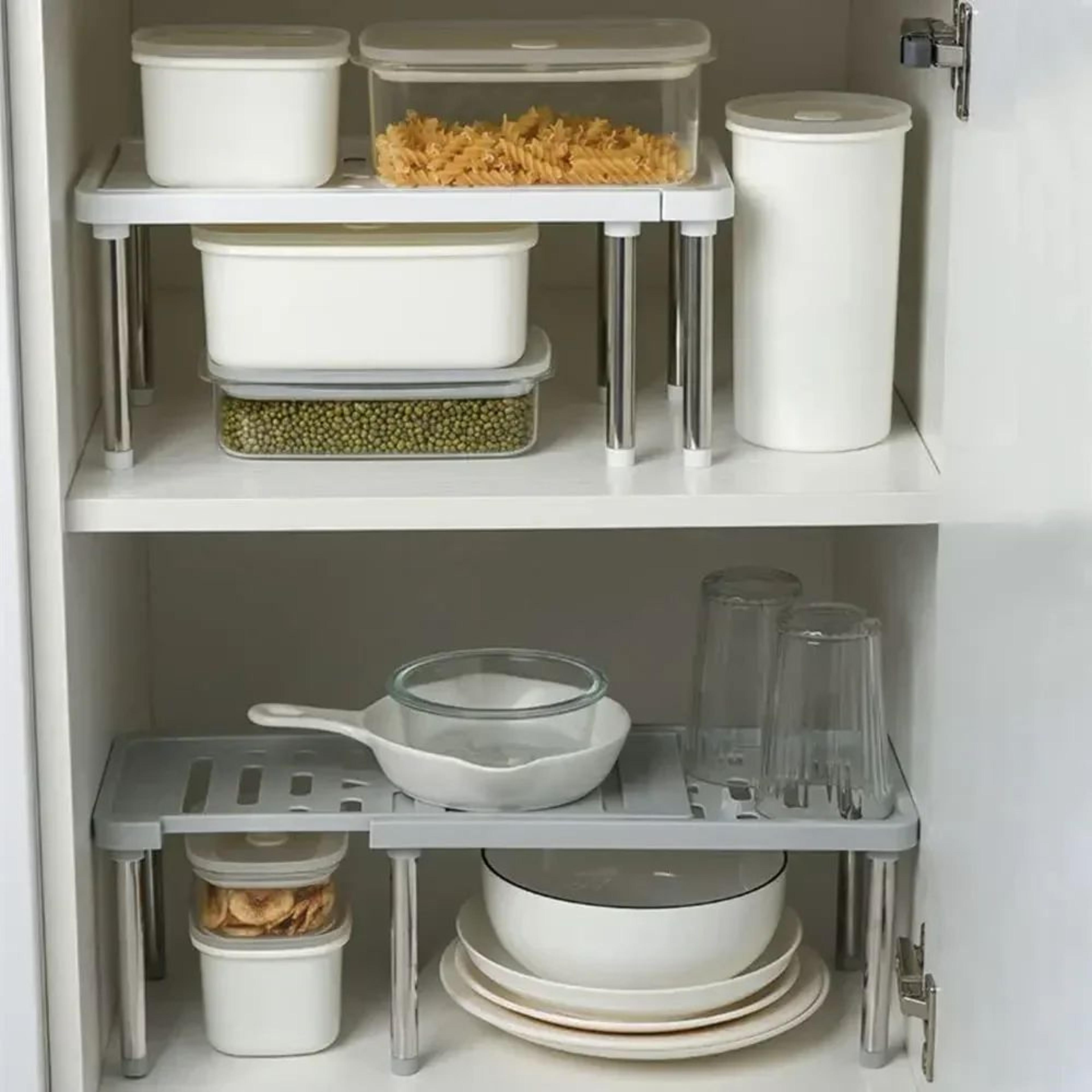 Expandable Kitchen Spice Organizer Rack  Adjustable Retractable Shelf For Cabinets  Countertops 2