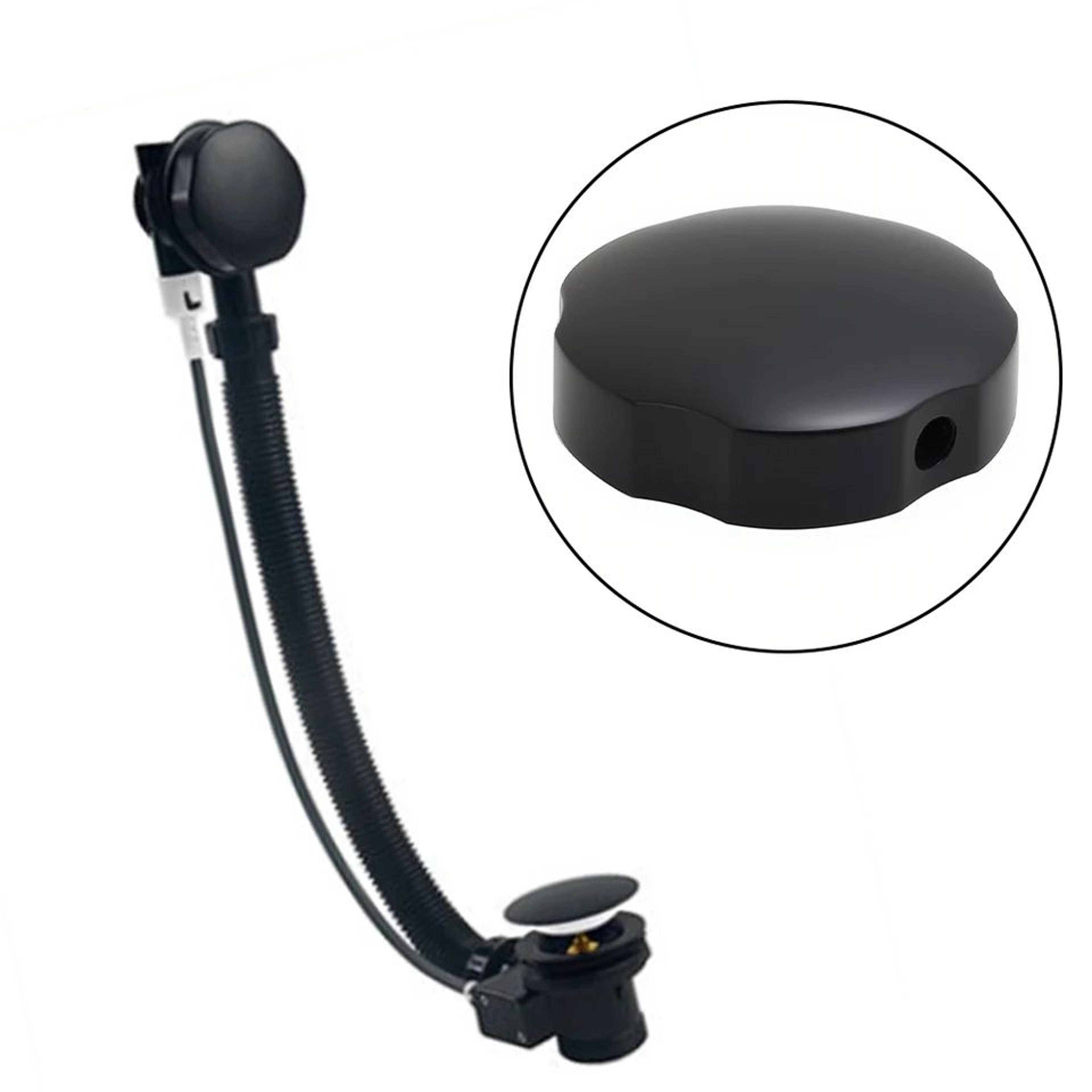 Premium Brass Bathtub Overflow Knob 74mm  Rotating Bath Drain Control Knob In Matte Black 0